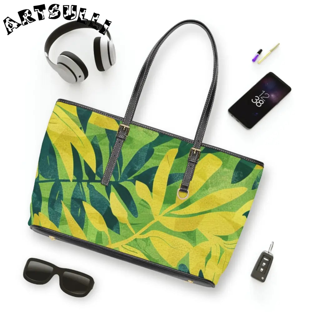 Vibrant Green and Yellow Leaf Shoulder Bag, Artsulli - Art is Long, Life is Short, Bags, , , , , , , 
