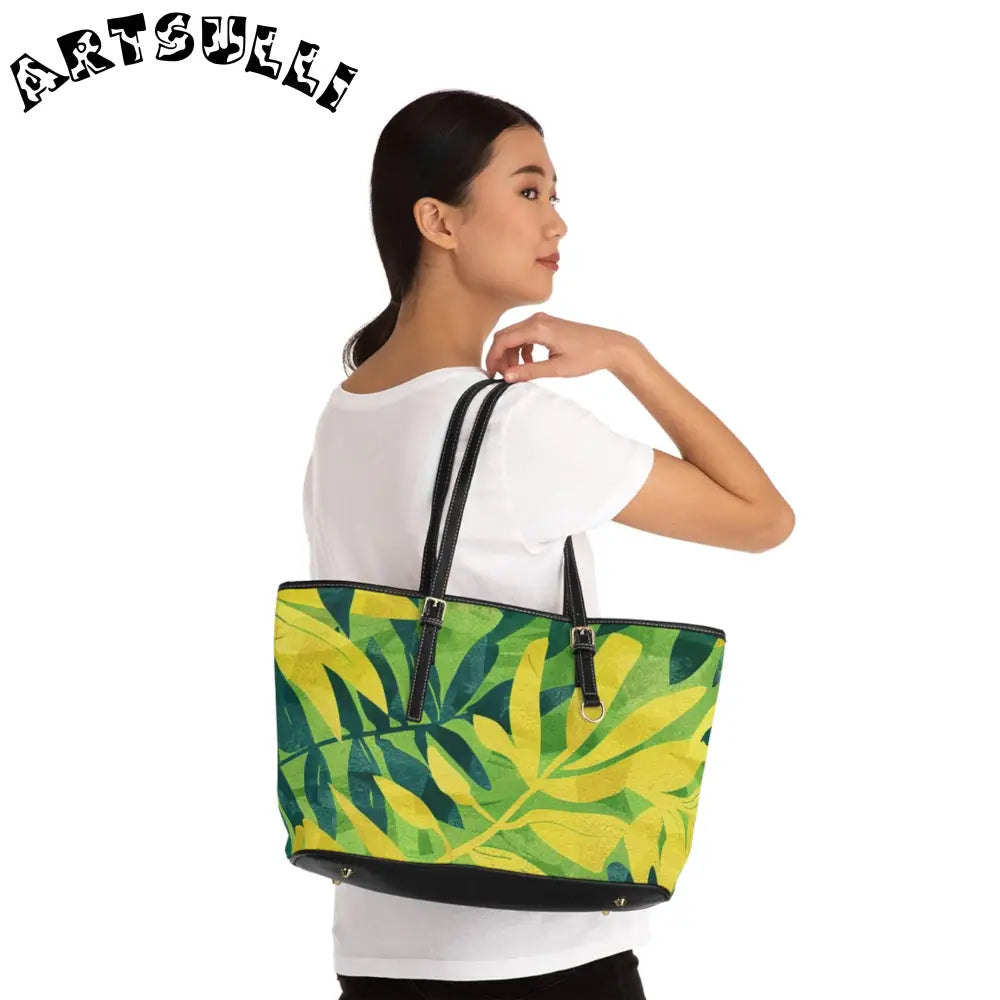 Vibrant Green and Yellow Leaf Shoulder Bag, Artsulli - Art is Long, Life is Short, Bags, , , , , , , 
