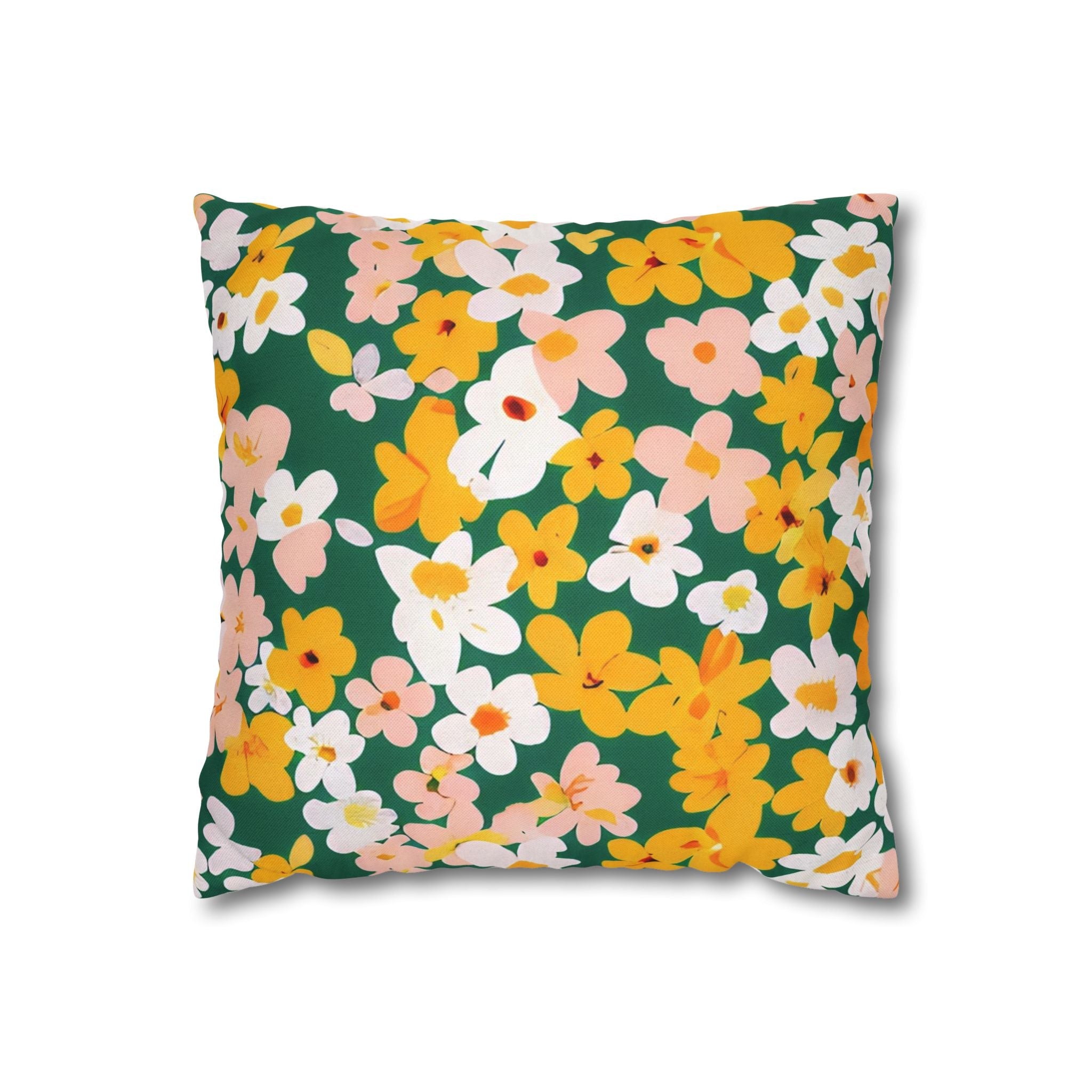 Printify Vibrant Green Floral Throw Pillow 2025