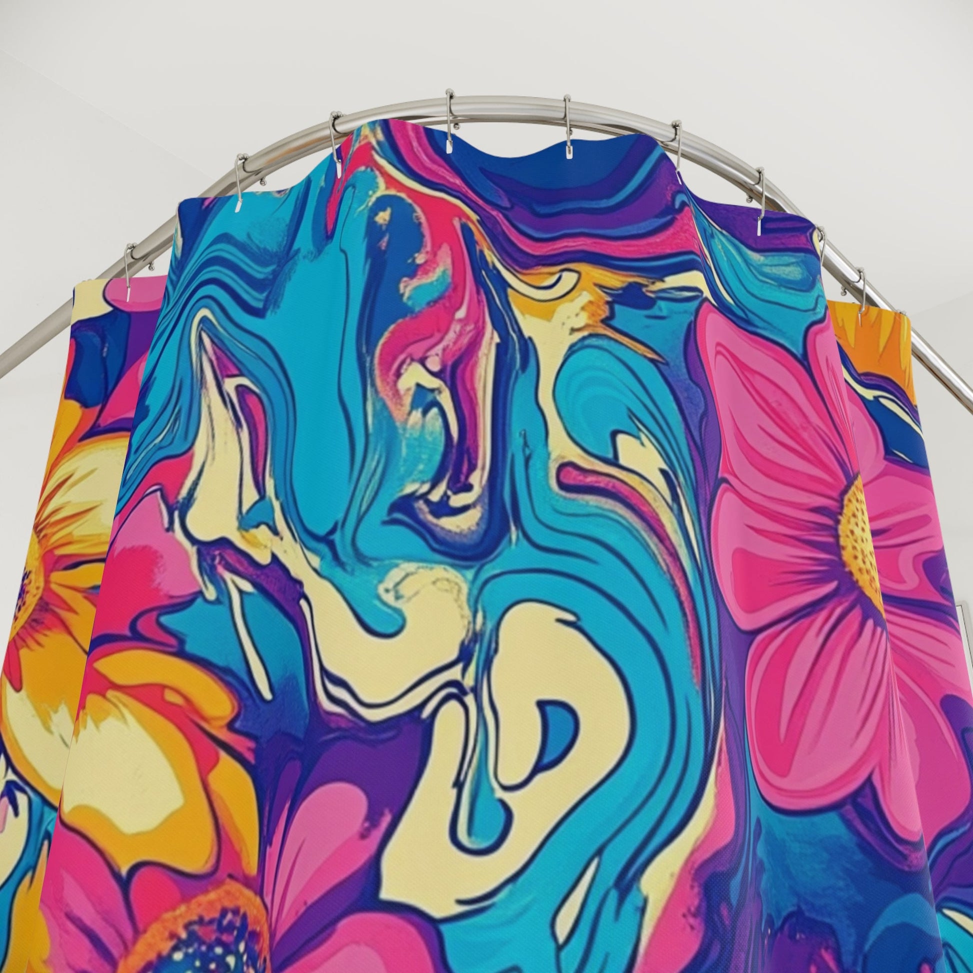 Vibrant Groovy Floral Shower Curtain, Artsulli - Art is Long, Life is Short, Home Decor, , , , , , , 