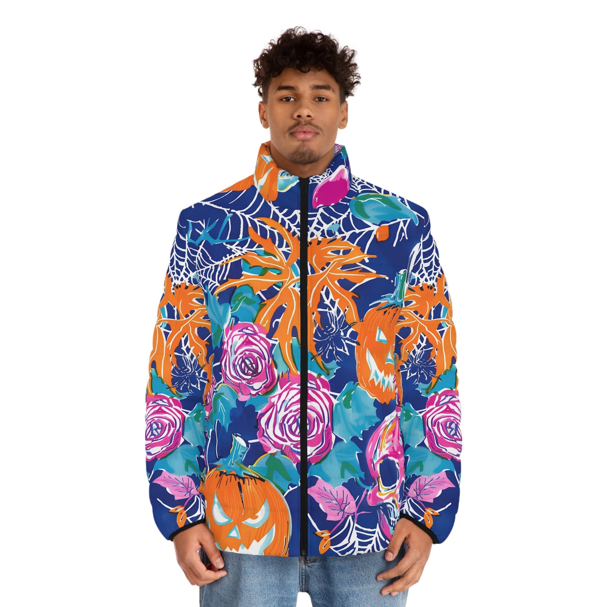 Vibrant Halloween Puffer Jacket, Artsulli - Art is Long, Life is Short, All Over Prints, , , , , , , 