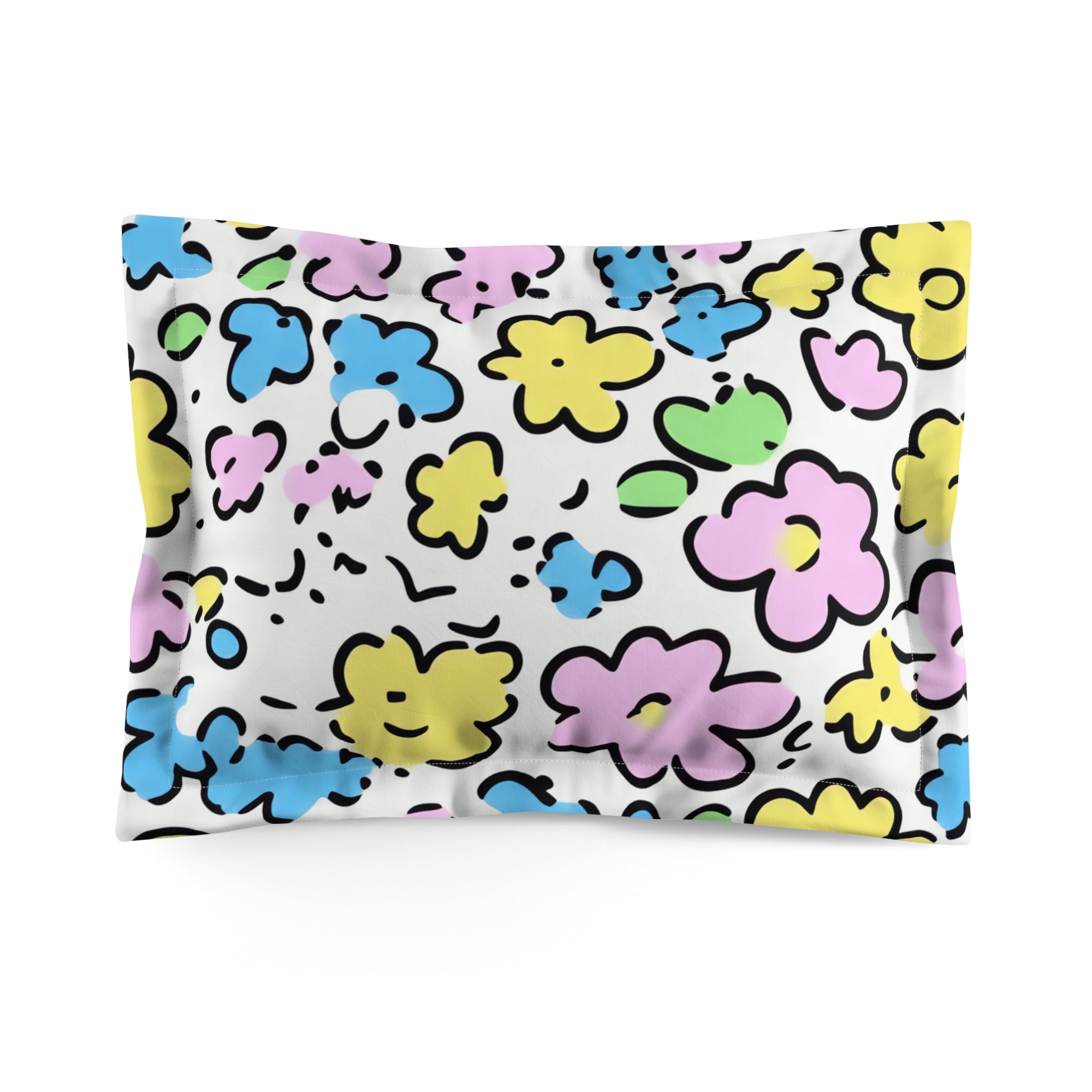 Vibrant Hand-Drawn Floral Pillow Sham, Artsulli - Art is Long, Life is Short, Home Decor, Size, Standard, , , , , 13424379639857391791