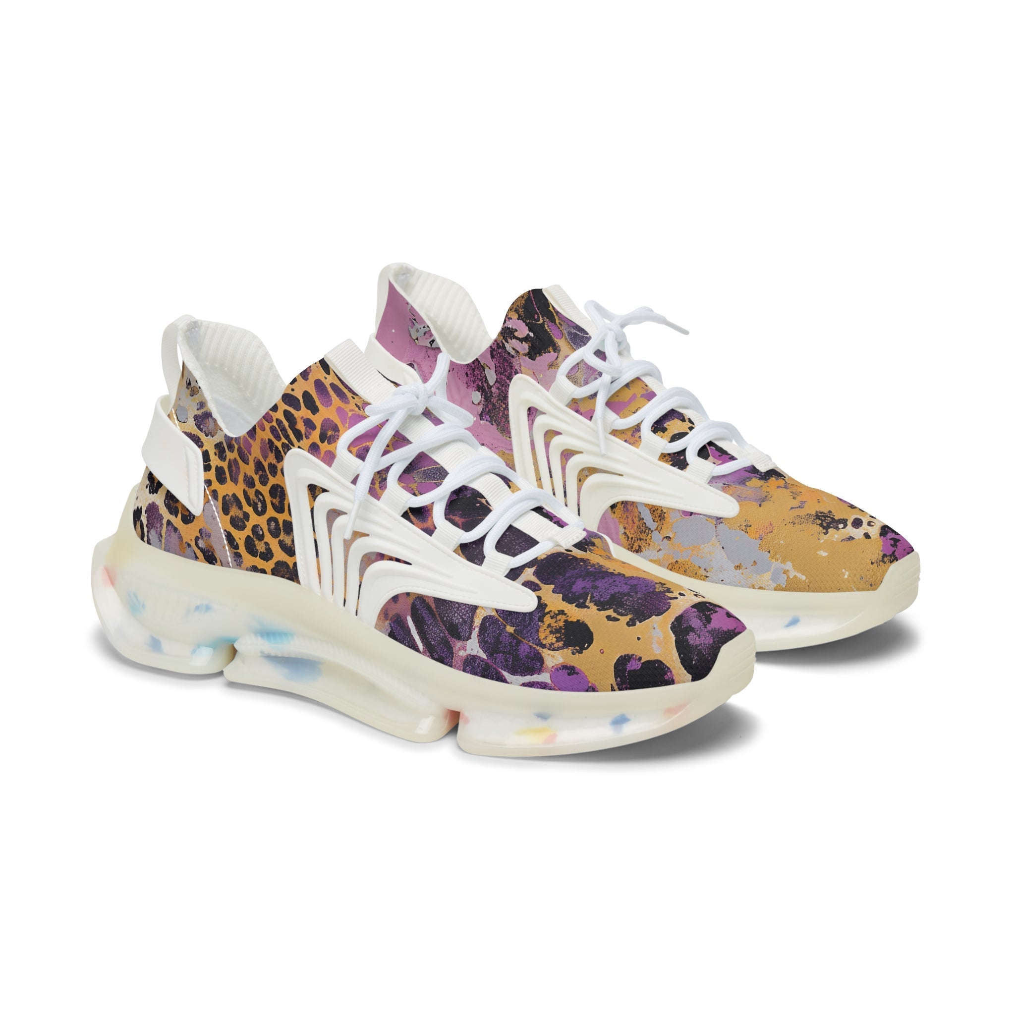 Vibrant Leopard Print Mesh Sneakers, Artsulli - Art is Long, Life is Short, Shoes, Color, White sole, Size, US 5.5, , , 91894426268479955876