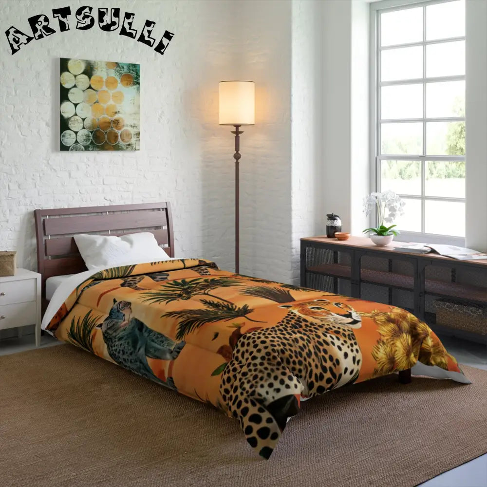 Vibrant Leopard Savannah Comforter, Artsulli - Art is Long, Life is Short, Home Decor, , , , , , , 
