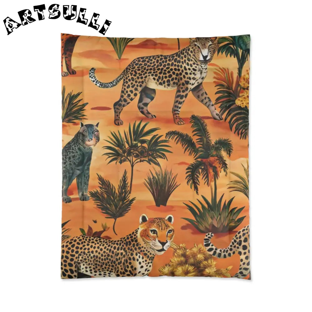 Vibrant Leopard Savannah Comforter, Artsulli - Art is Long, Life is Short, Home Decor, Size, 68" × 88", , , , , 28489944306926281510