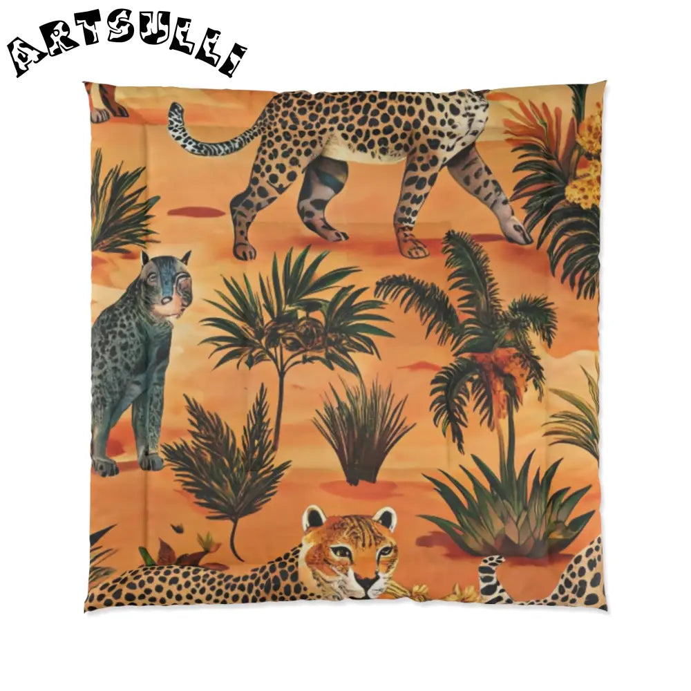Vibrant Leopard Savannah Comforter, Artsulli - Art is Long, Life is Short, Home Decor, Size, 88" × 88", , , , , 85795932417054436801