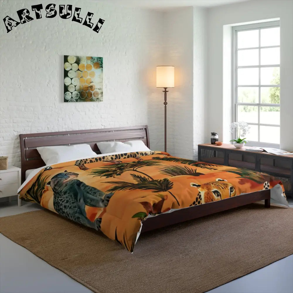 Vibrant Leopard Savannah Comforter, Artsulli - Art is Long, Life is Short, Home Decor, , , , , , , 