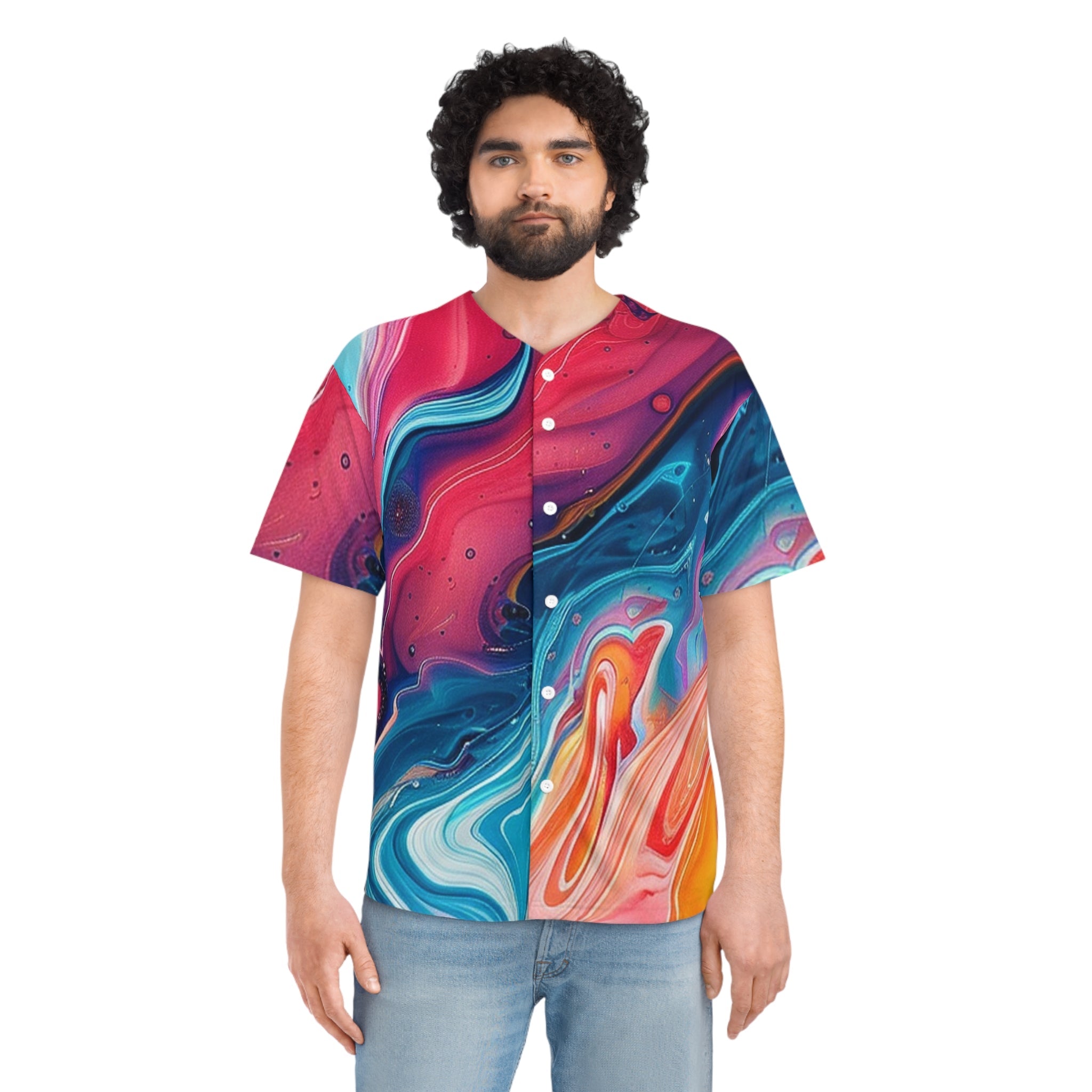 Printify Vibrant Liquid Swirl Baseball Jersey 2025