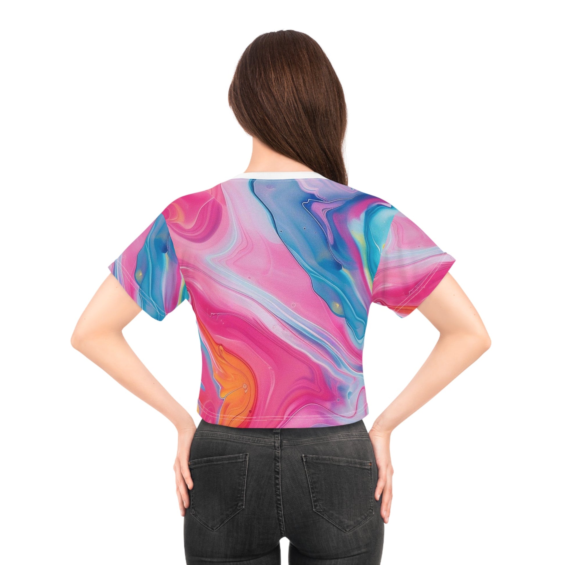 Printify Vibrant Liquid Swirl Crop Tee 2025