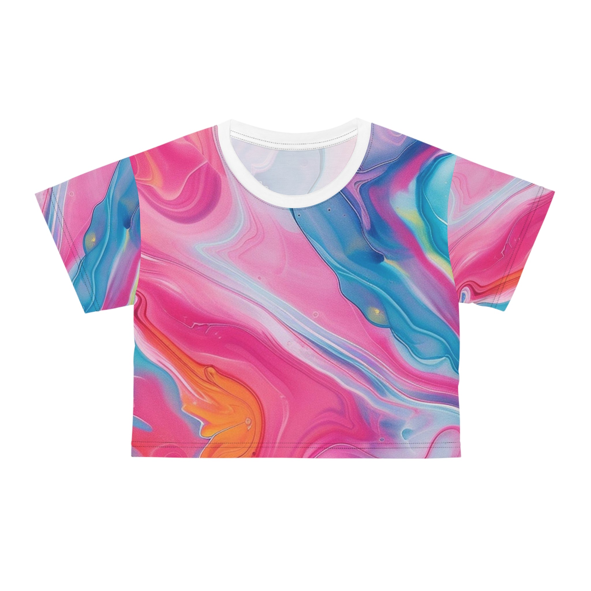Printify Vibrant Liquid Swirl Crop Tee 2025