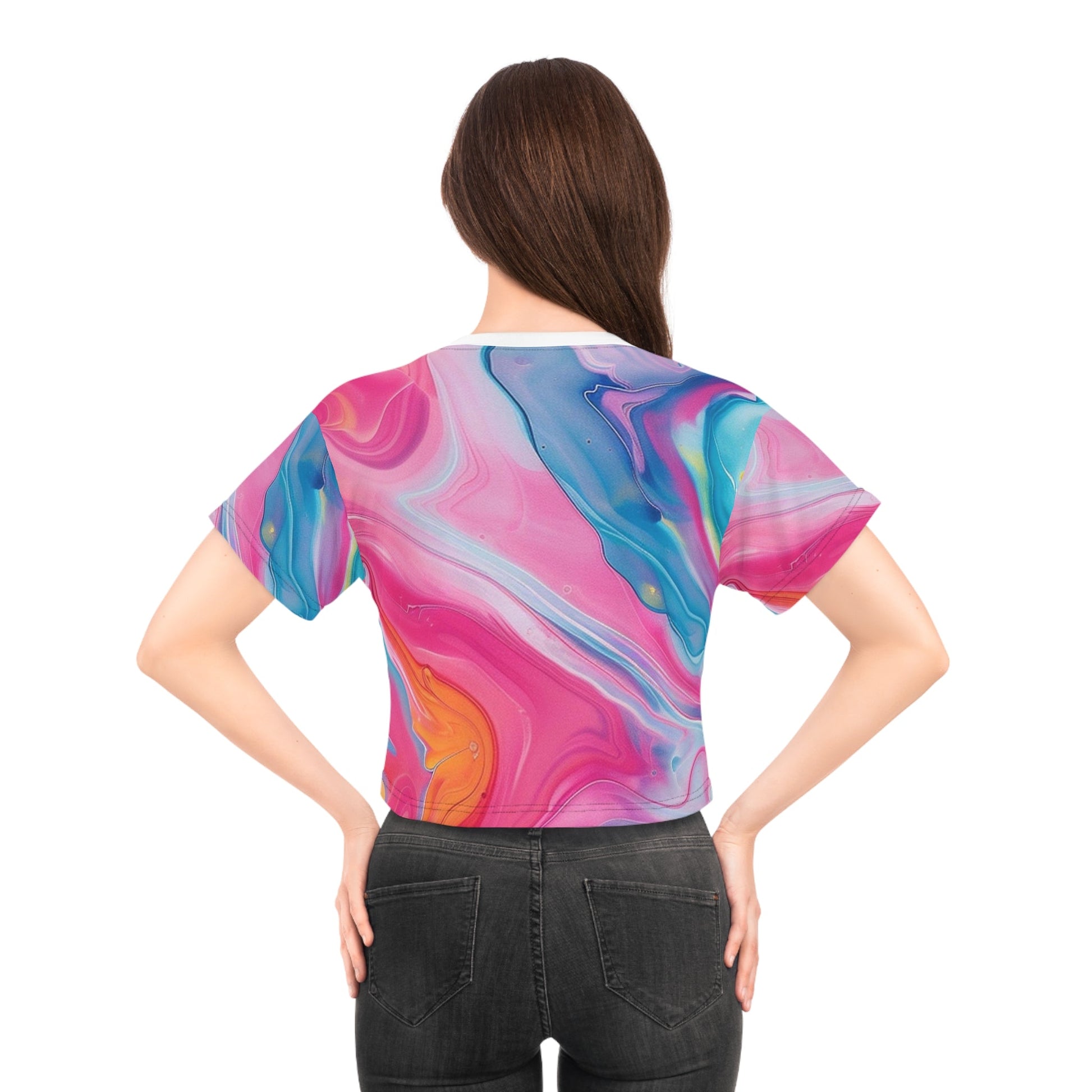Printify Vibrant Liquid Swirl Crop Tee 2025