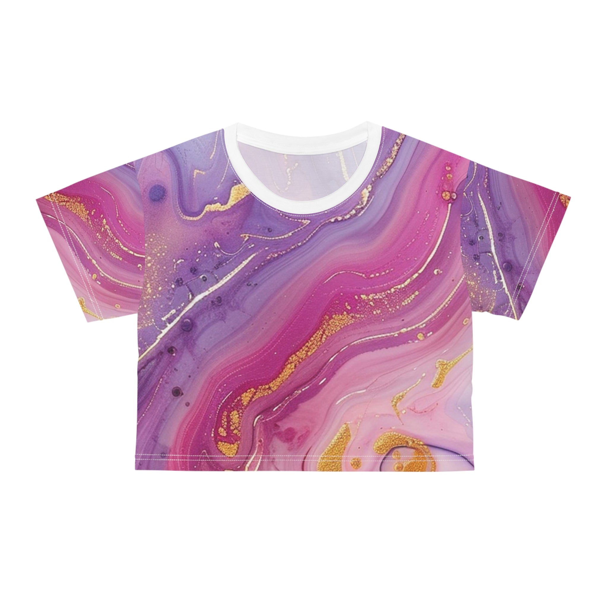 Printify Vibrant Marble Abstract Crop Tee 2025