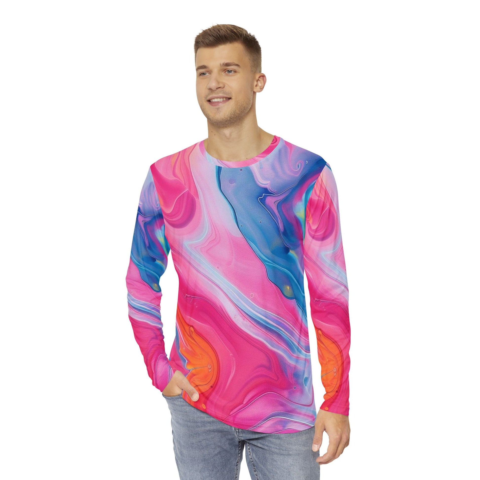 Vibrant Marble Long Sleeve Tee, Artsulli - Art is Long, Life is Short, All Over Prints, , , , , , , 