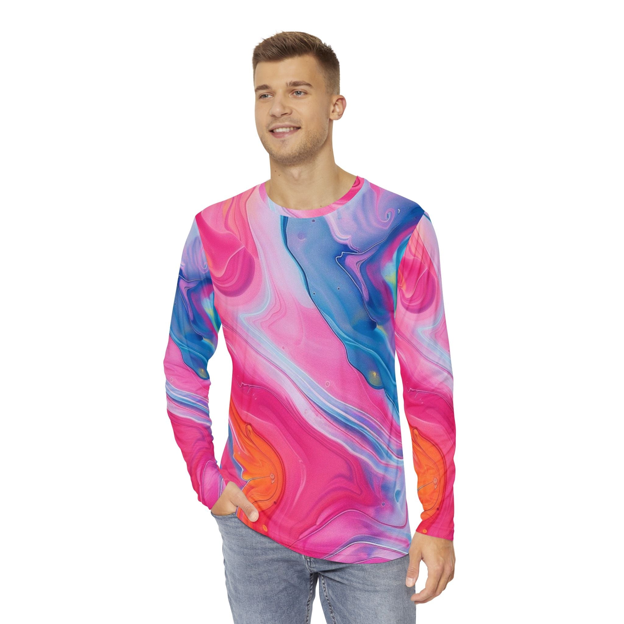 Vibrant Marble Long Sleeve Tee, Artsulli - Art is Long, Life is Short, All Over Prints, , , , , , , 