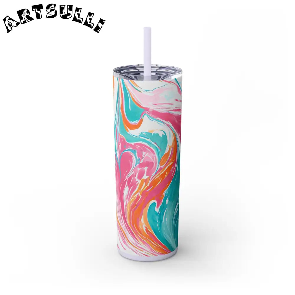 Vibrant Marble Maars Skinny Tumbler, Artsulli - Art is Long, Life is Short, Mug, Finish, Glossy, Color, Glitter Lilac, Size, 20oz, 16390001548596261688