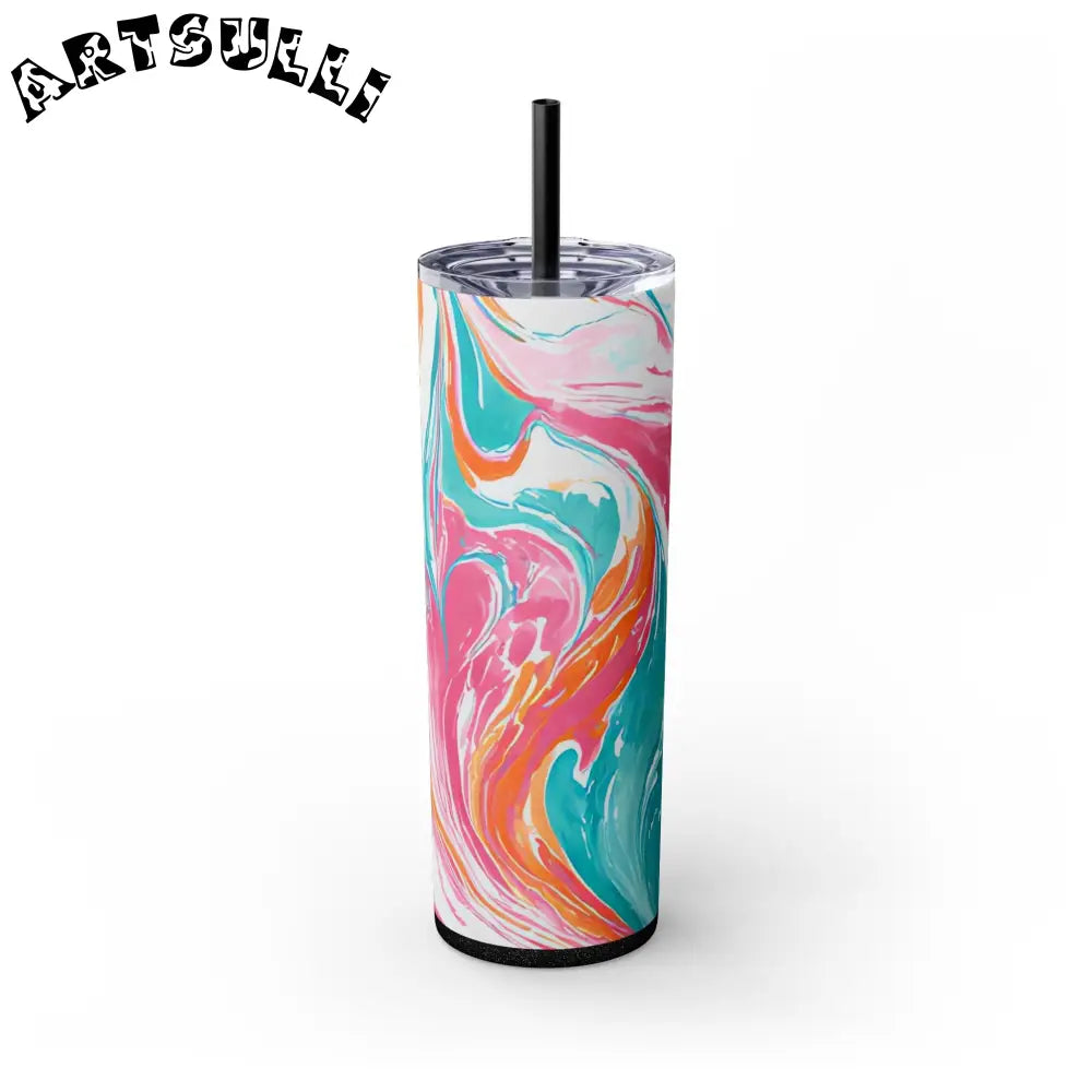 Vibrant Marble Maars Skinny Tumbler, Artsulli - Art is Long, Life is Short, Mug, Finish, Glossy, Color, Glitter Black, Size, 20oz, 15268526414651883802