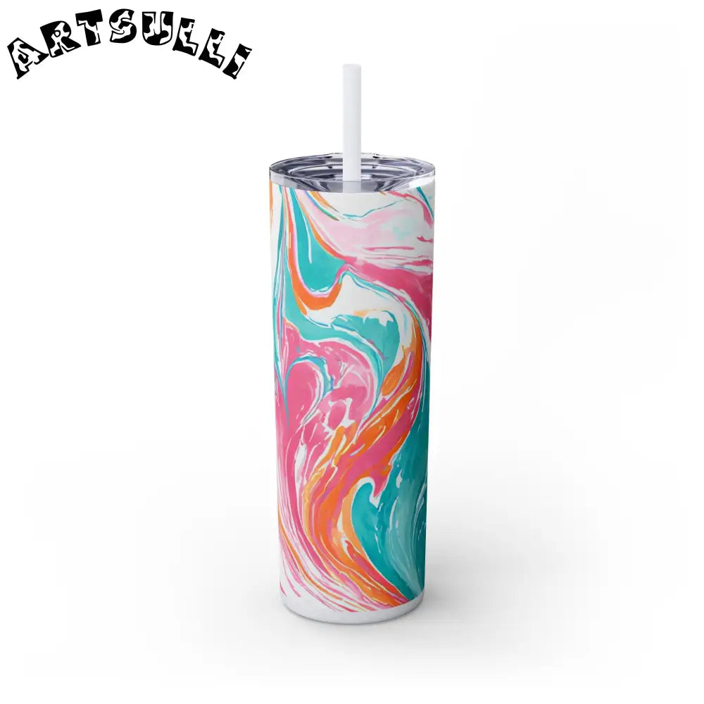 Vibrant Marble Maars Skinny Tumbler, Artsulli - Art is Long, Life is Short, Mug, Finish, Glossy, Color, Glitter Iceberg, Size, 20oz, 32478294810069680059