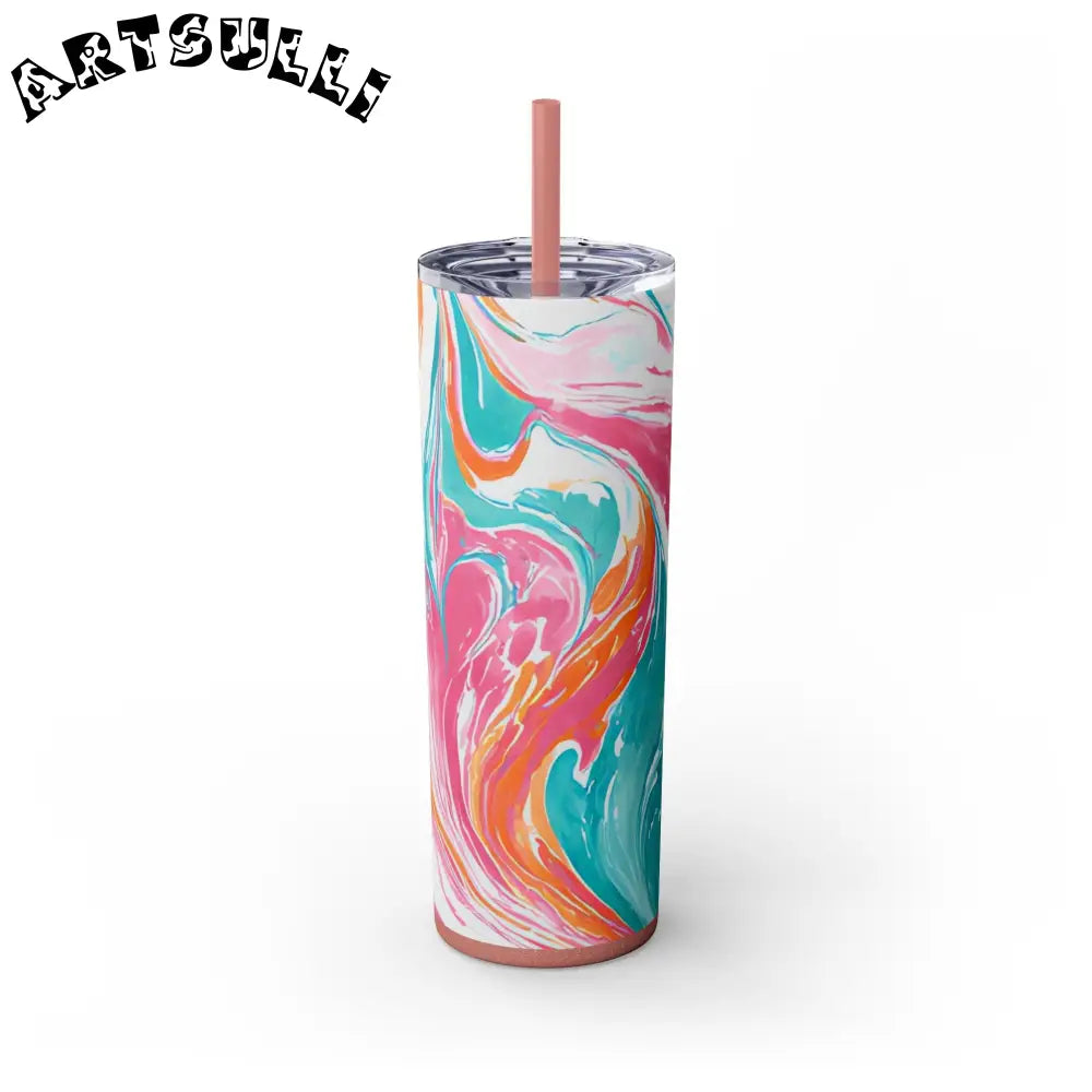 Vibrant Marble Maars Skinny Tumbler, Artsulli - Art is Long, Life is Short, Mug, Finish, Glossy, Color, Glitter Dusty Rose, Size, 20oz, 30749014188638615733