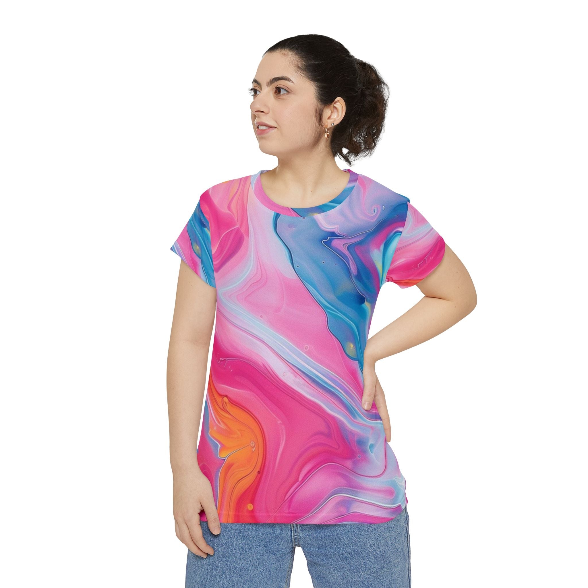 Vibrant Marble Print T-Shirt, Artsulli - Art is Long, Life is Short, All Over Prints, , , , , , , 