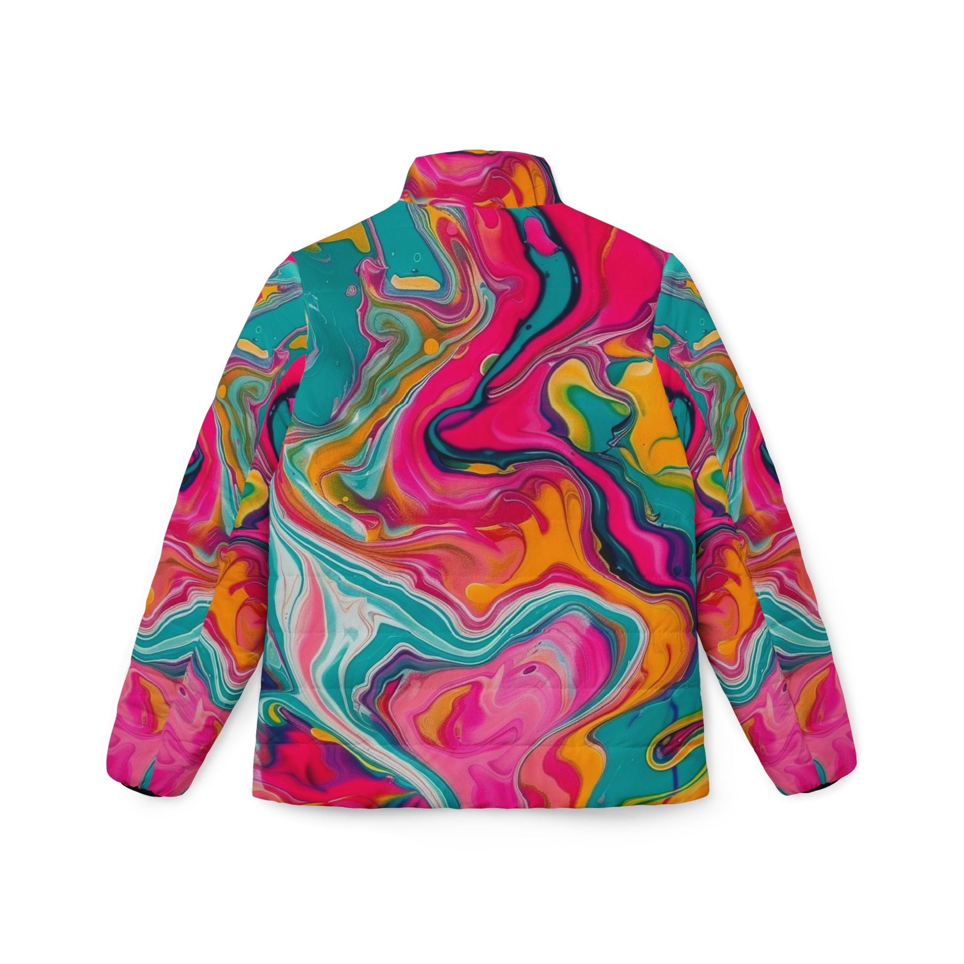Vibrant Marble Puffer Jacket, Artsulli - Art is Long, Life is Short, All Over Prints, , , , , , , 