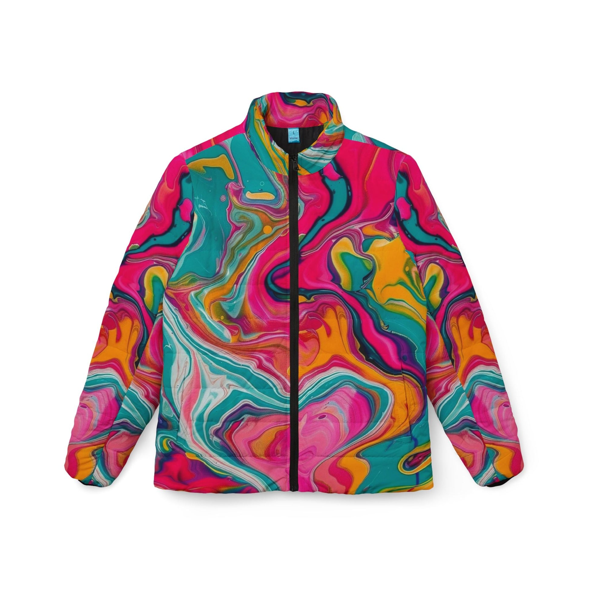 Vibrant Marble Puffer Jacket, Artsulli - Art is Long, Life is Short, All Over Prints, Size, XS, , , , , 57152453507996386598