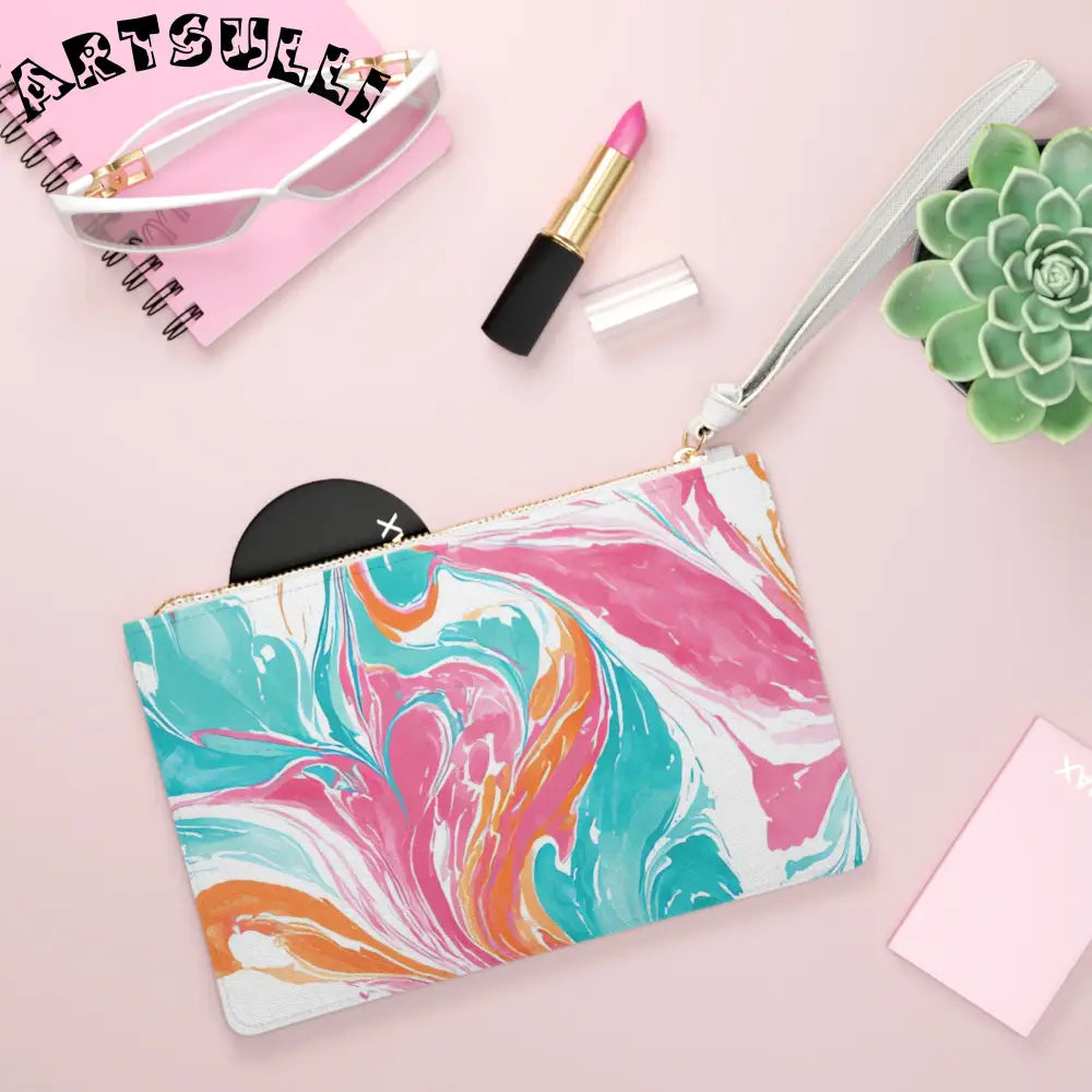 Vibrant Marble Saffiano Clutch Bag, Artsulli - Art is Long, Life is Short, Bags, , , , , , , 