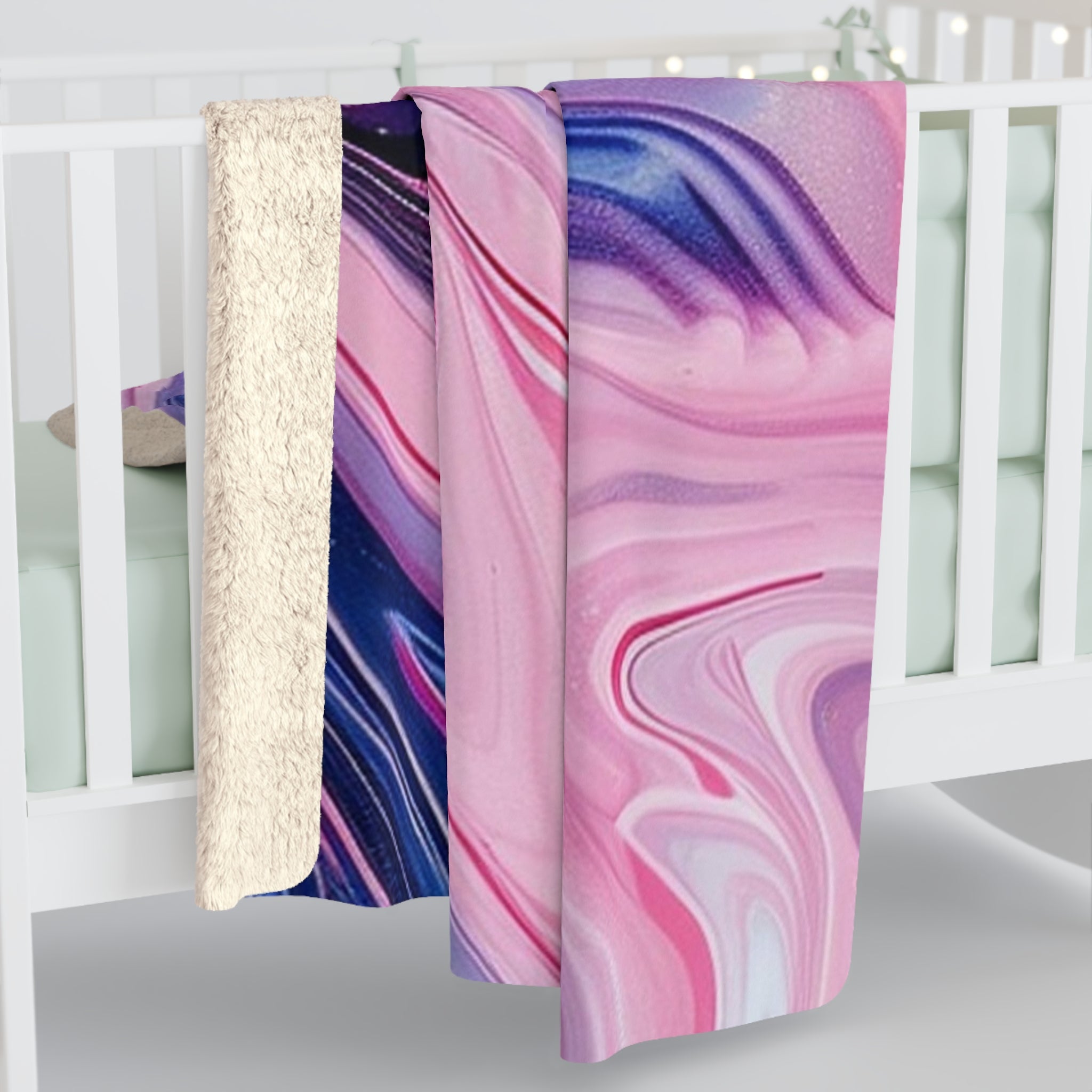 Printify Vibrant Marble Sherpa Fleece Blanket 2025