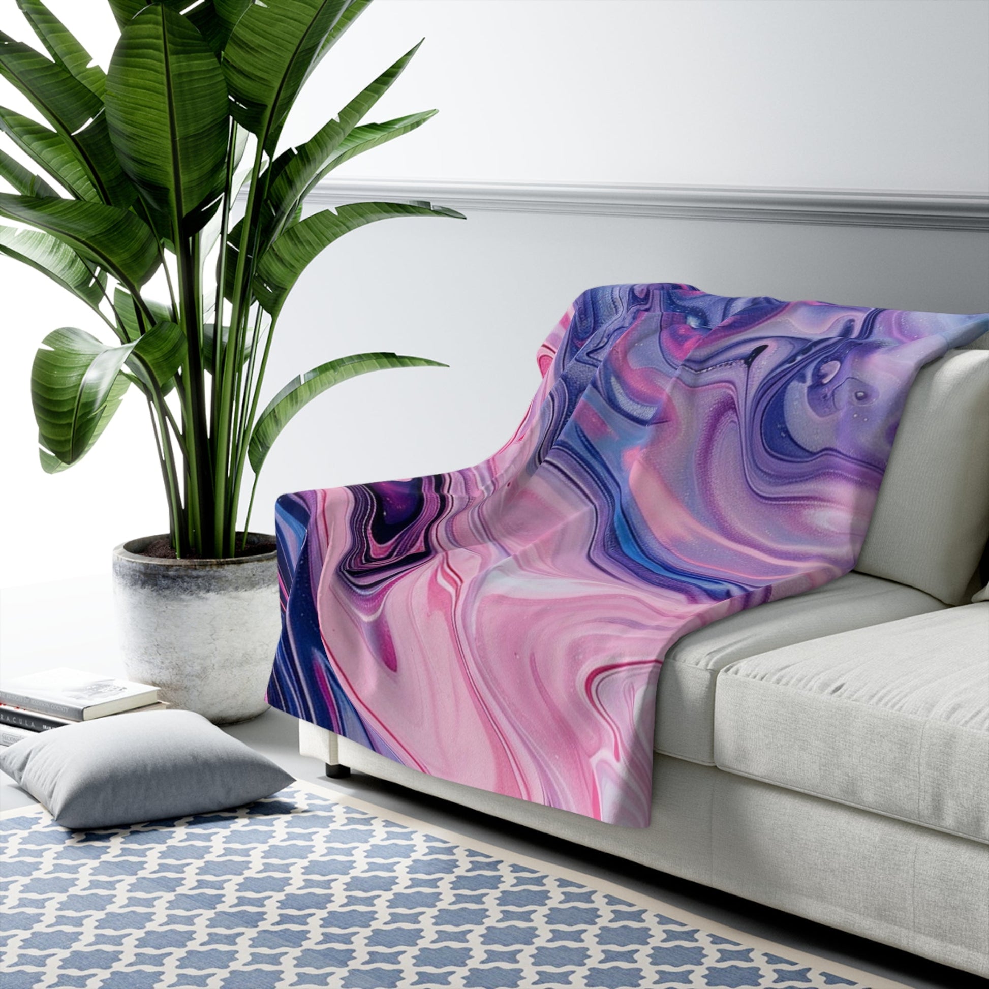 Printify Vibrant Marble Sherpa Fleece Blanket 2025