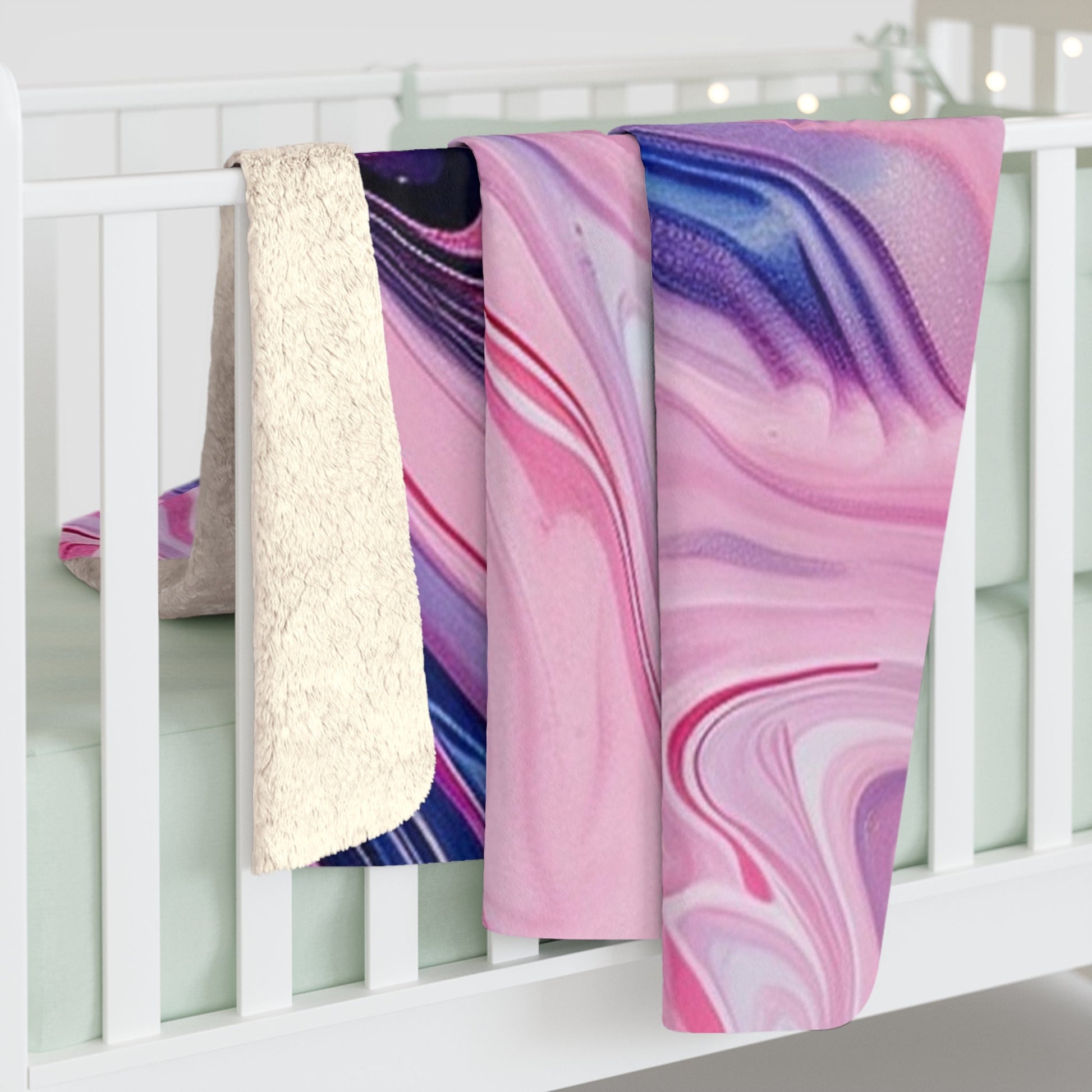 Printify Vibrant Marble Sherpa Fleece Blanket 2025