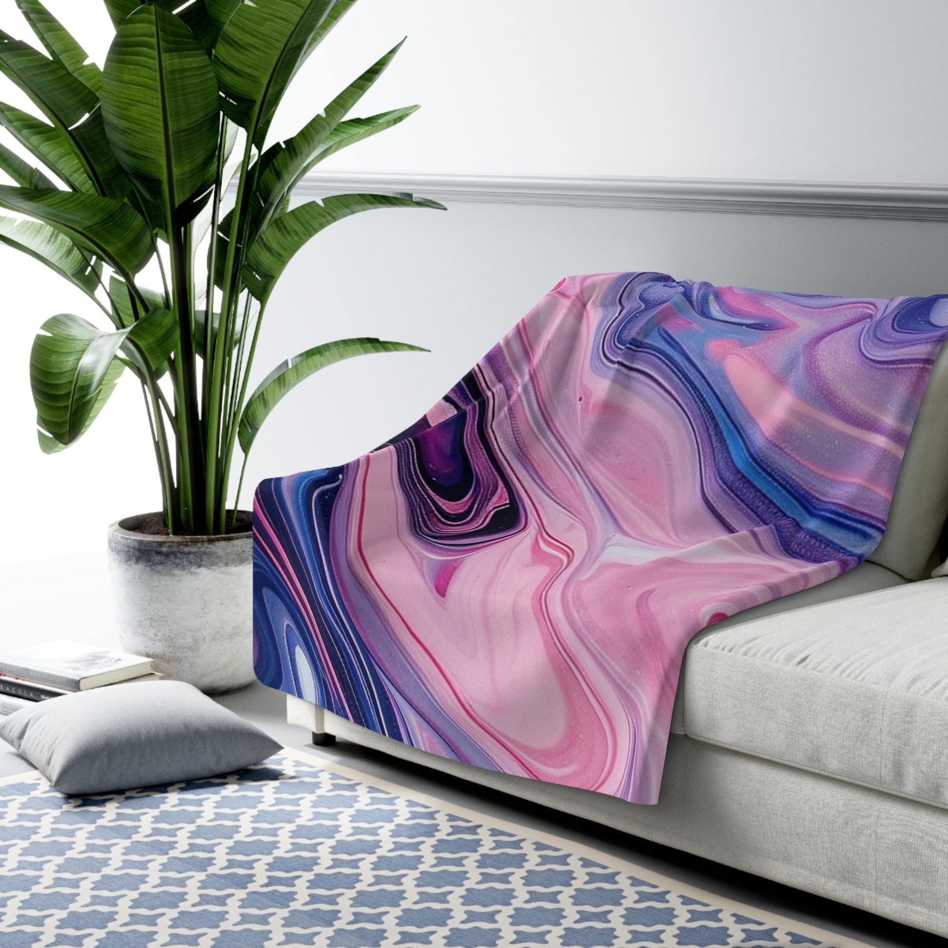 Printify Vibrant Marble Sherpa Fleece Blanket 2025