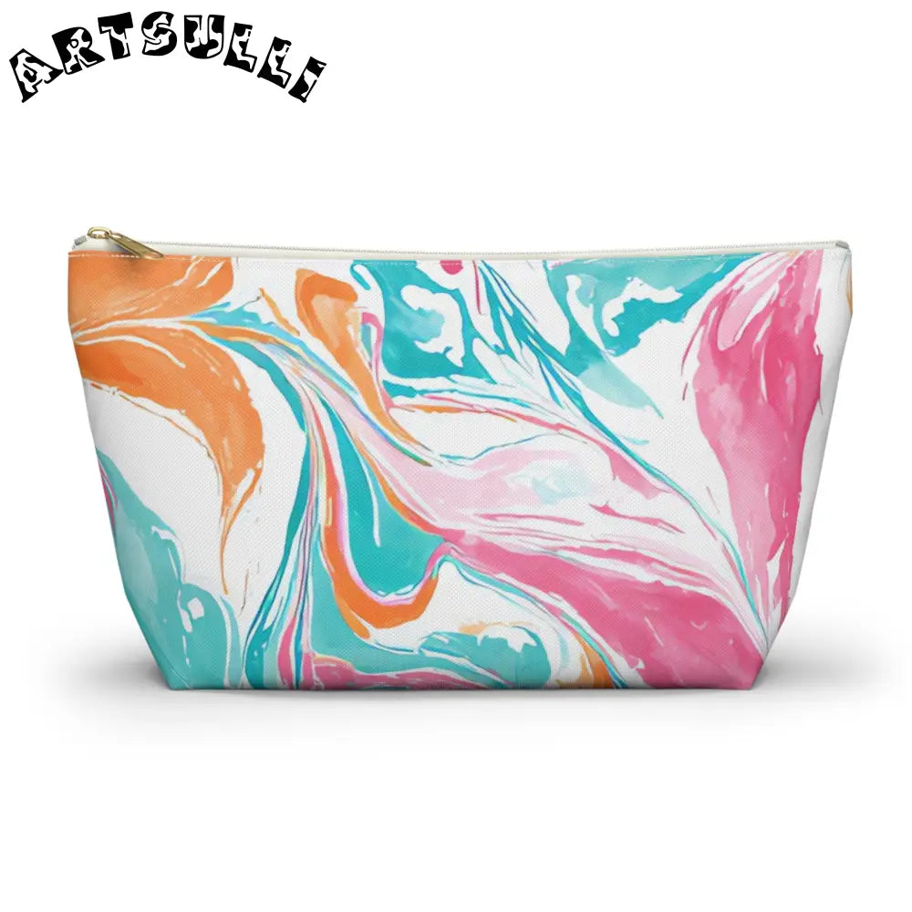 Vibrant Marble T-Bottom Pouch, Artsulli - Art is Long, Life is Short, Bags, Size, Large, Color, White zipper, , , 21683368299128034131