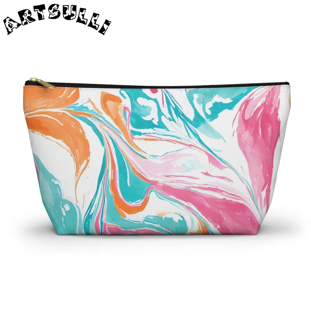 Vibrant Marble T-Bottom Pouch, Artsulli - Art is Long, Life is Short, Bags, Size, Large, Color, Black zipper, , , 32496006605943437422