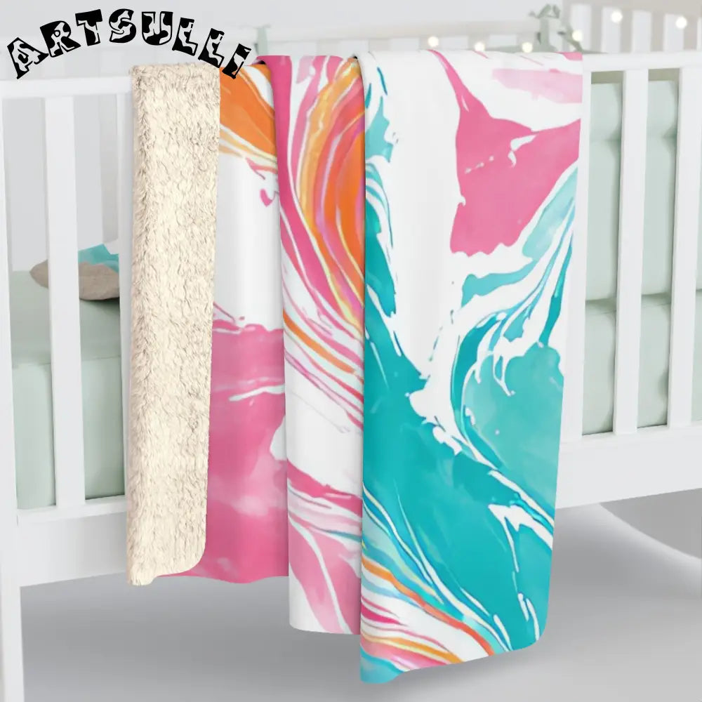 Vibrant Marbled Cozy Fleece Blanket, Artsulli - Art is Long, Life is Short, Home Decor, , , , , , , 