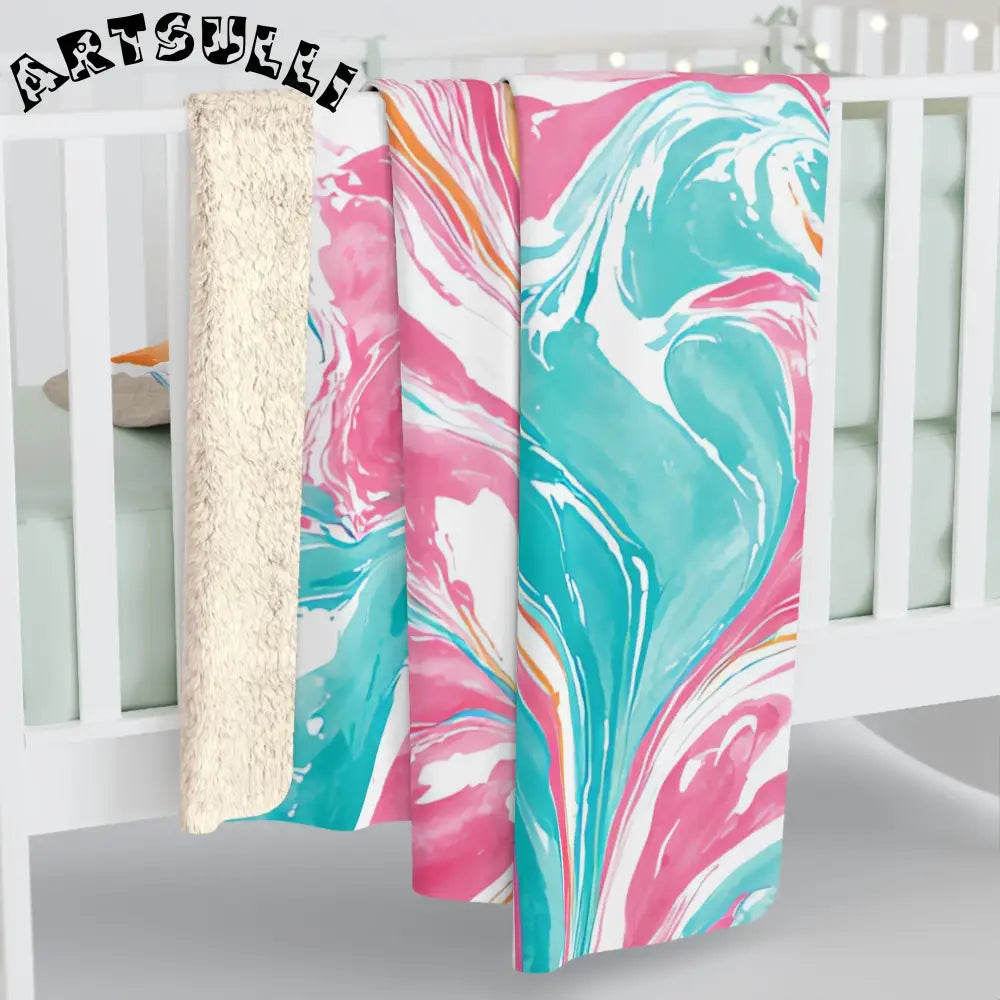 Vibrant Marbled Cozy Fleece Blanket, Artsulli - Art is Long, Life is Short, Home Decor, , , , , , , 