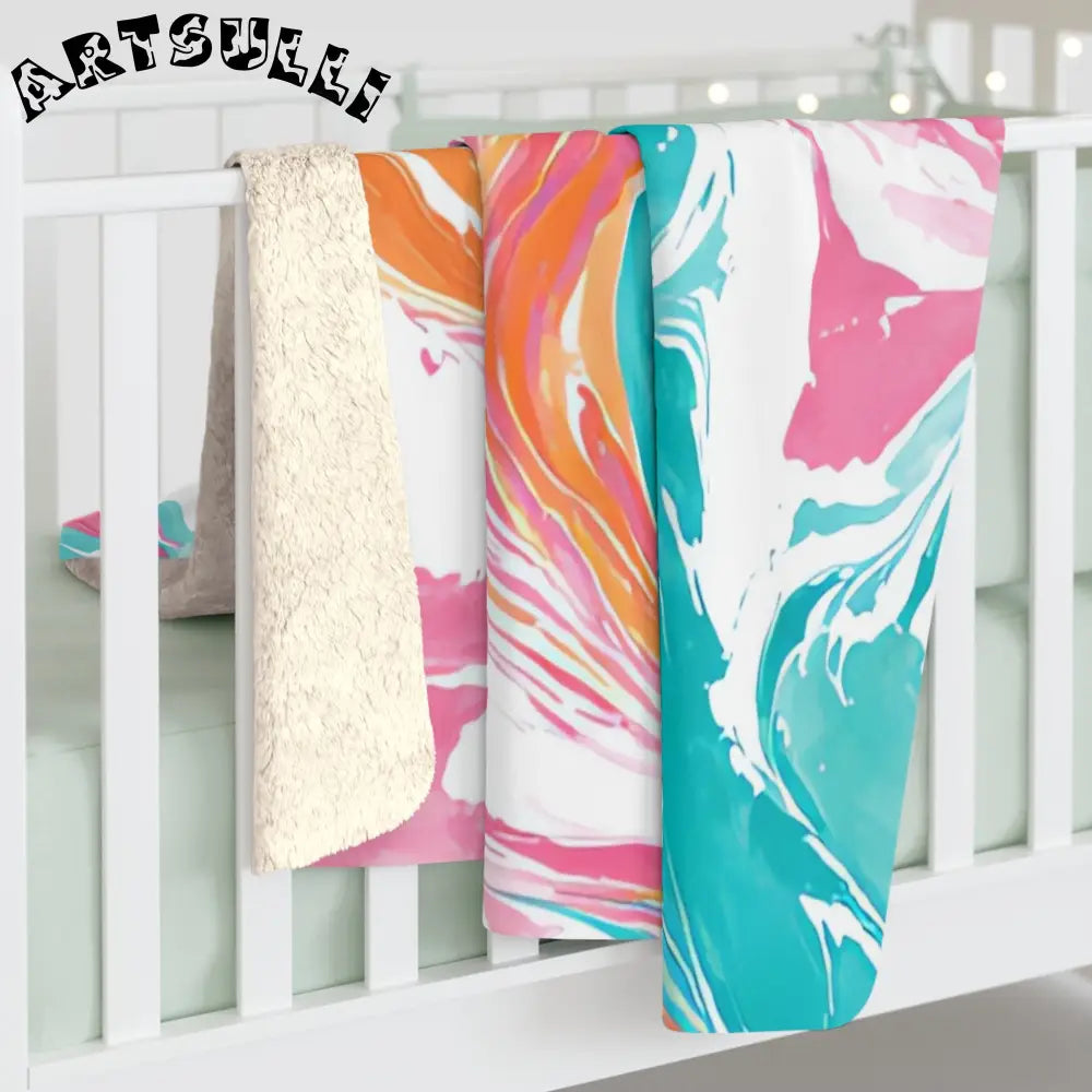 Vibrant Marbled Cozy Fleece Blanket, Artsulli - Art is Long, Life is Short, Home Decor, , , , , , , 