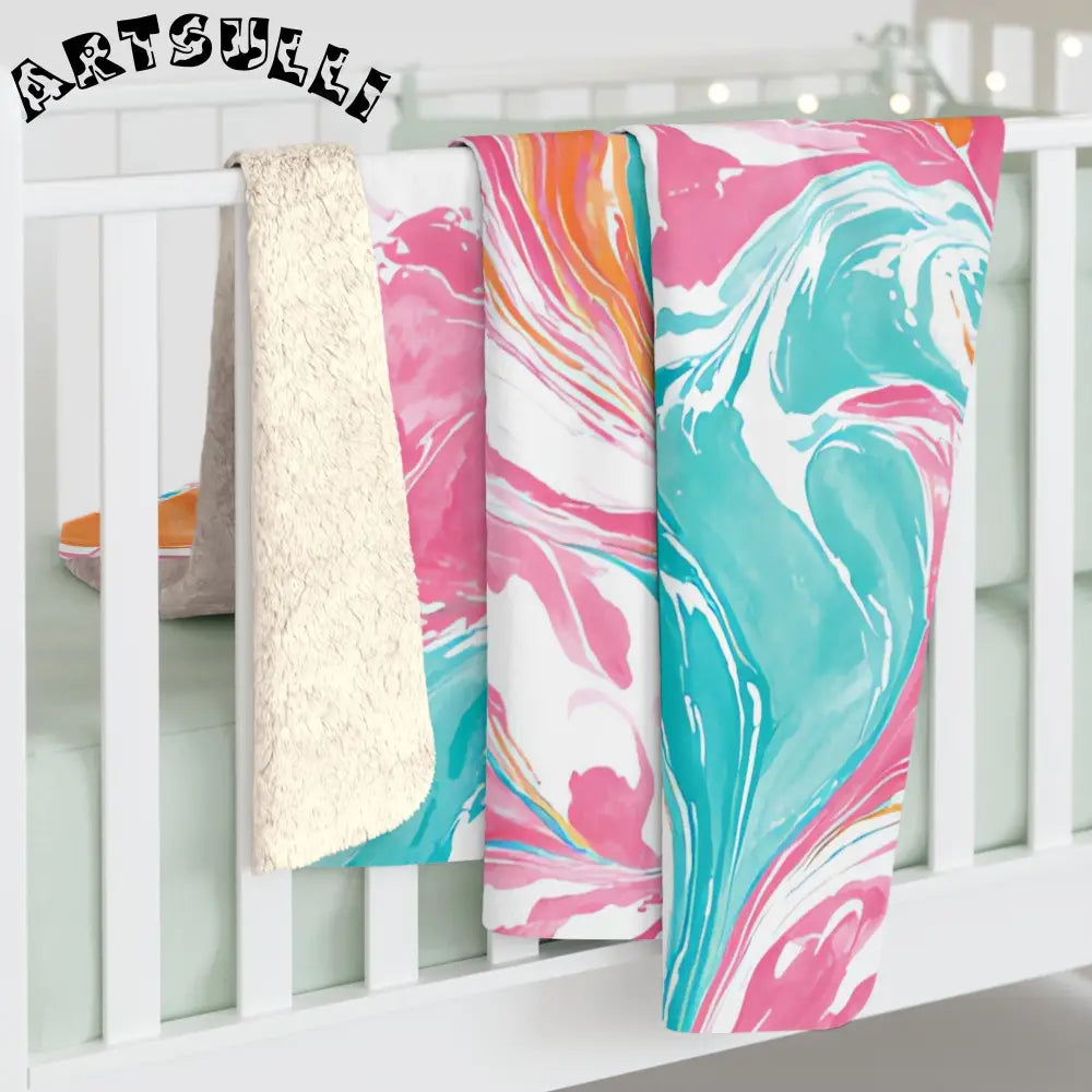 Vibrant Marbled Cozy Fleece Blanket, Artsulli - Art is Long, Life is Short, Home Decor, , , , , , , 