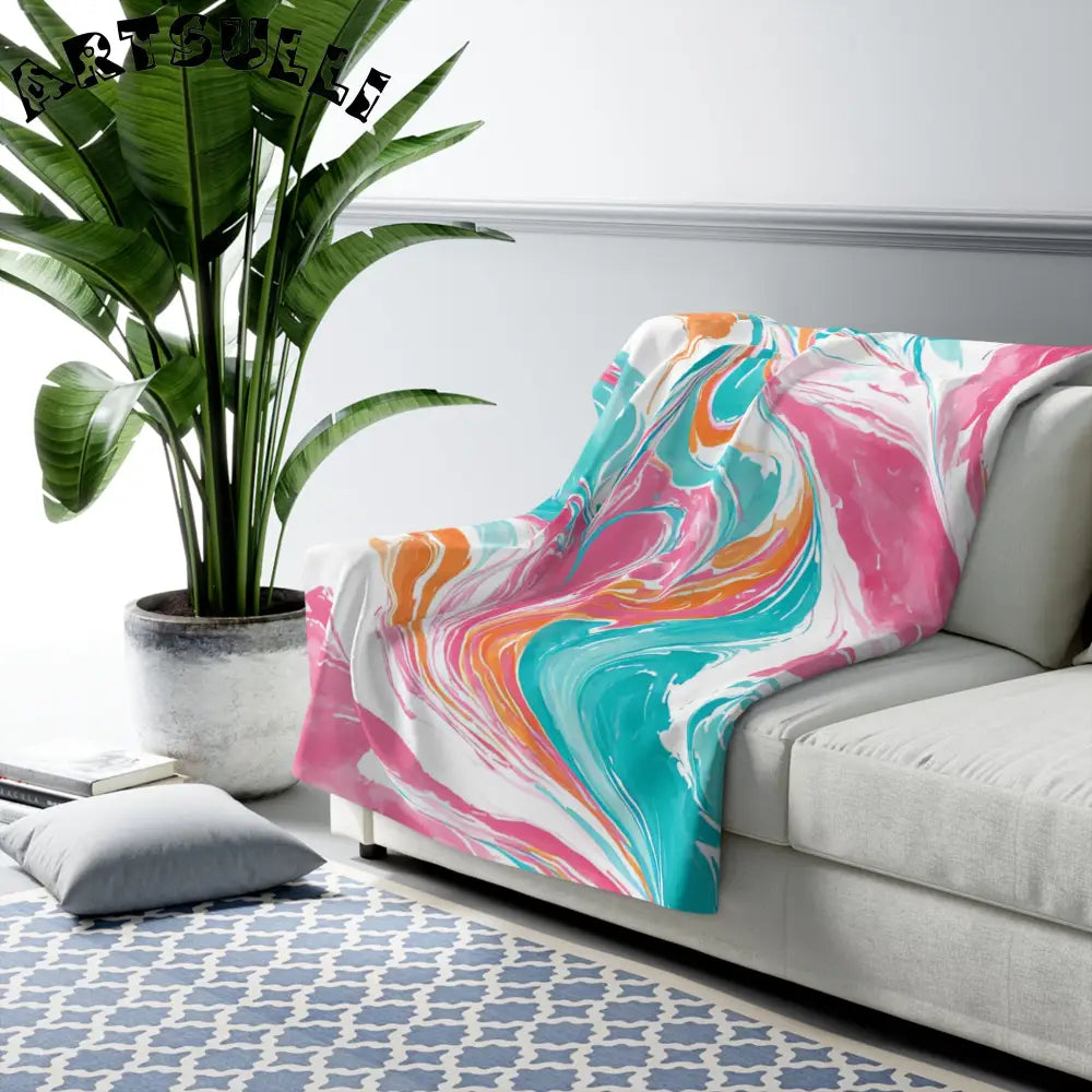 Vibrant Marbled Cozy Fleece Blanket, Artsulli - Art is Long, Life is Short, Home Decor, , , , , , , 