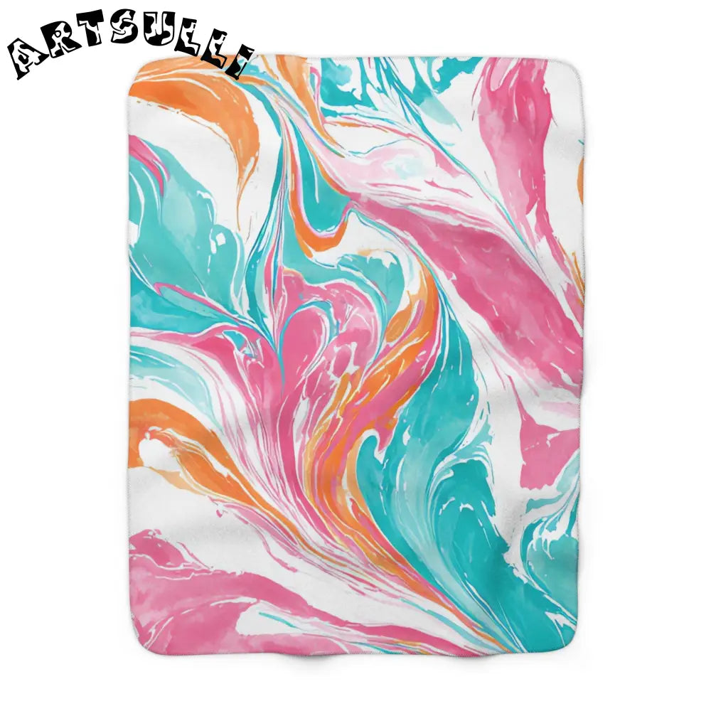 Vibrant Marbled Cozy Fleece Blanket, Artsulli - Art is Long, Life is Short, Home Decor, Size, 50" × 60", , , , , 20603821629484040652