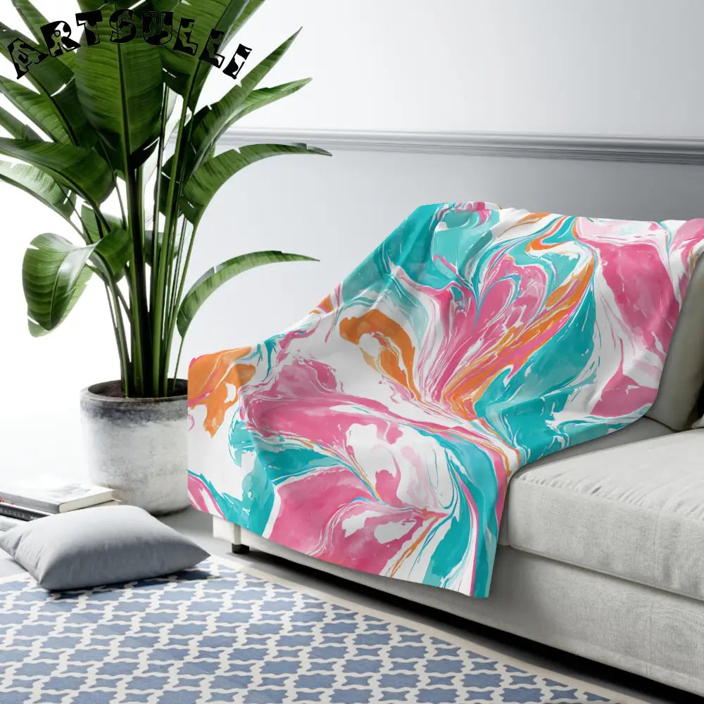 Vibrant Marbled Cozy Fleece Blanket, Artsulli - Art is Long, Life is Short, Home Decor, , , , , , , 