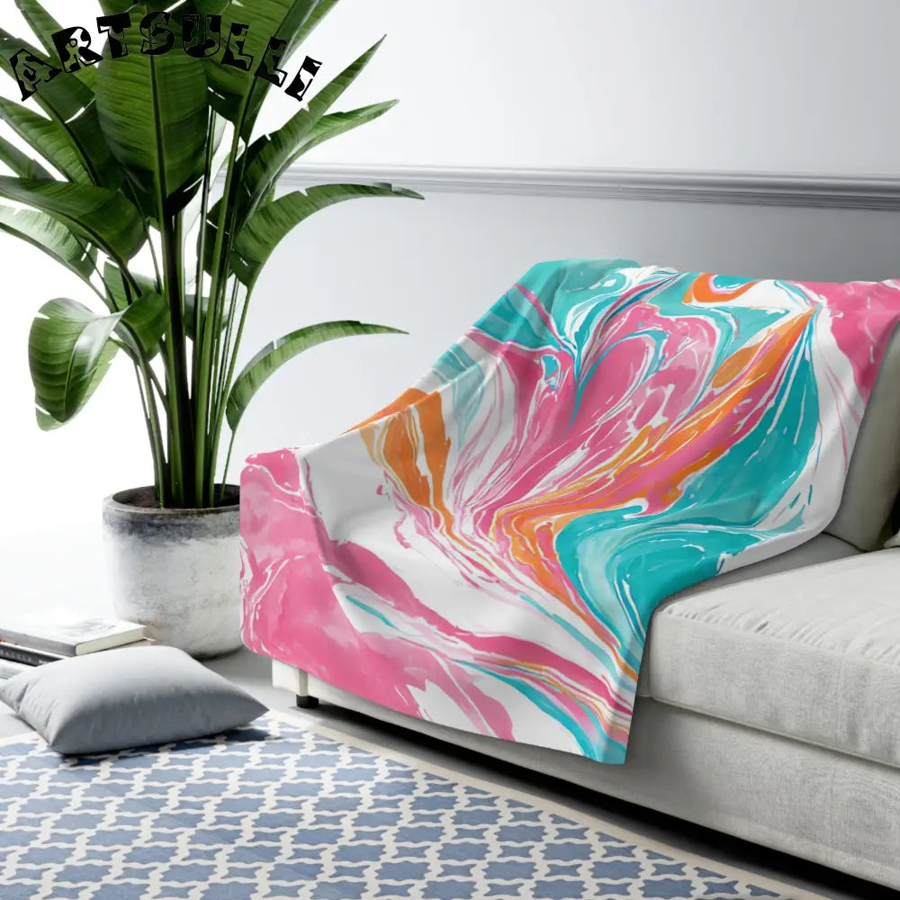 Vibrant Marbled Cozy Fleece Blanket, Artsulli - Art is Long, Life is Short, Home Decor, , , , , , , 