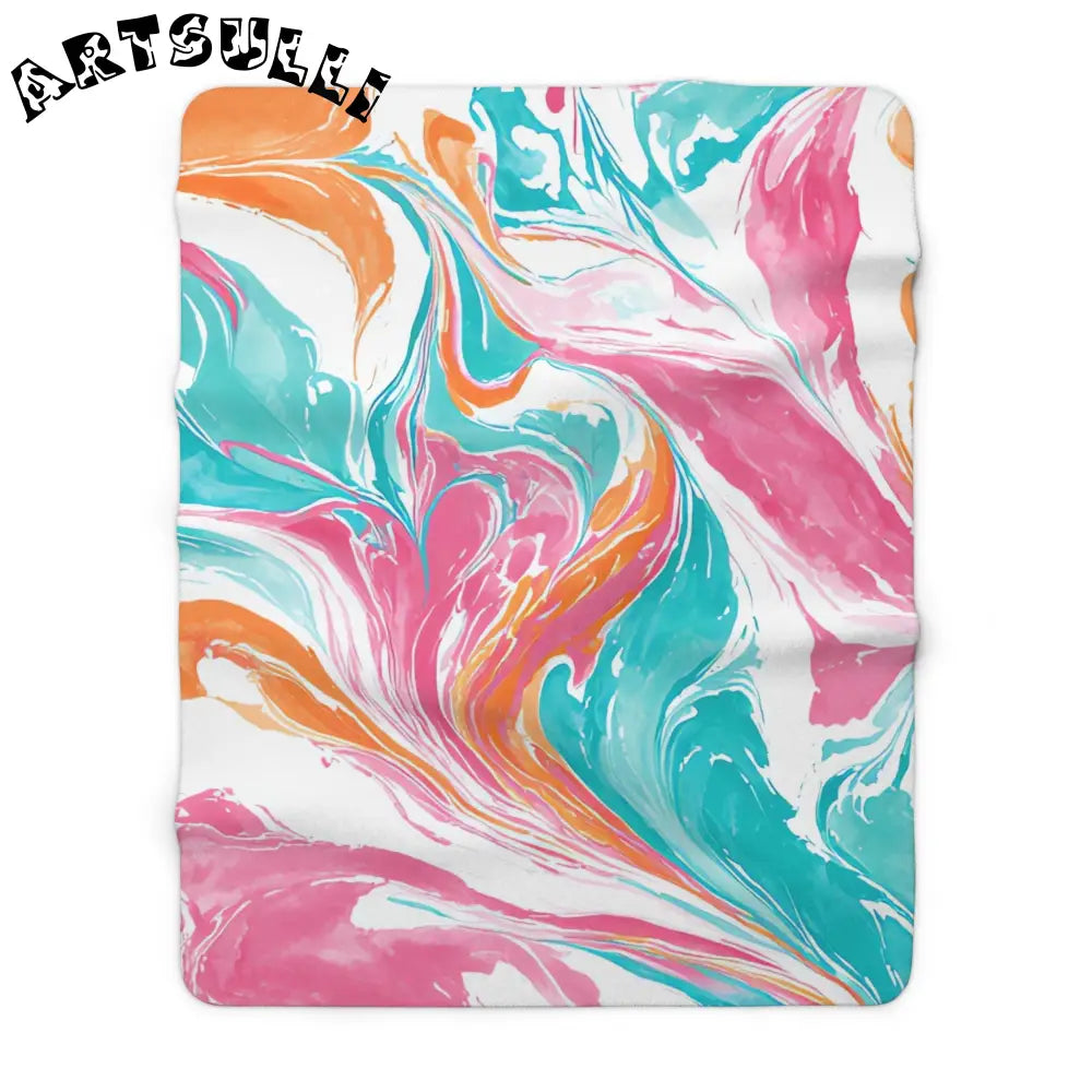 Vibrant Marbled Cozy Fleece Blanket, Artsulli - Art is Long, Life is Short, Home Decor, Size, 60" × 80", , , , , 12038887007974786337