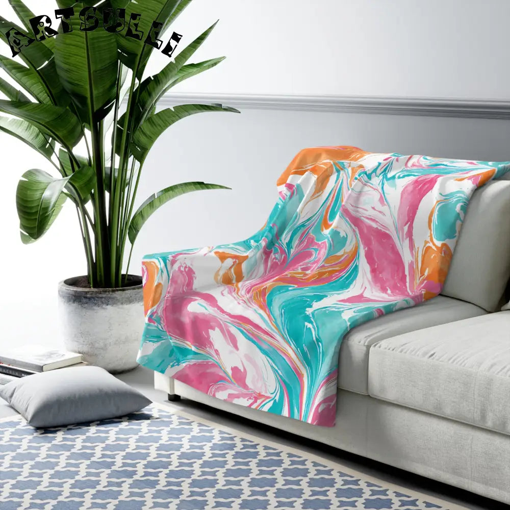 Vibrant Marbled Cozy Fleece Blanket, Artsulli - Art is Long, Life is Short, Home Decor, , , , , , , 