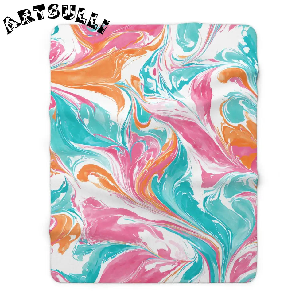 Vibrant Marbled Cozy Fleece Blanket, Artsulli - Art is Long, Life is Short, Home Decor, Size, 60" × 80", , , , , 10395402511284662027
