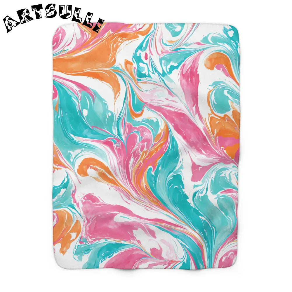 Vibrant Marbled Cozy Fleece Blanket, Artsulli - Art is Long, Life is Short, Home Decor, Size, 50" × 60", , , , , 18038219961442587667