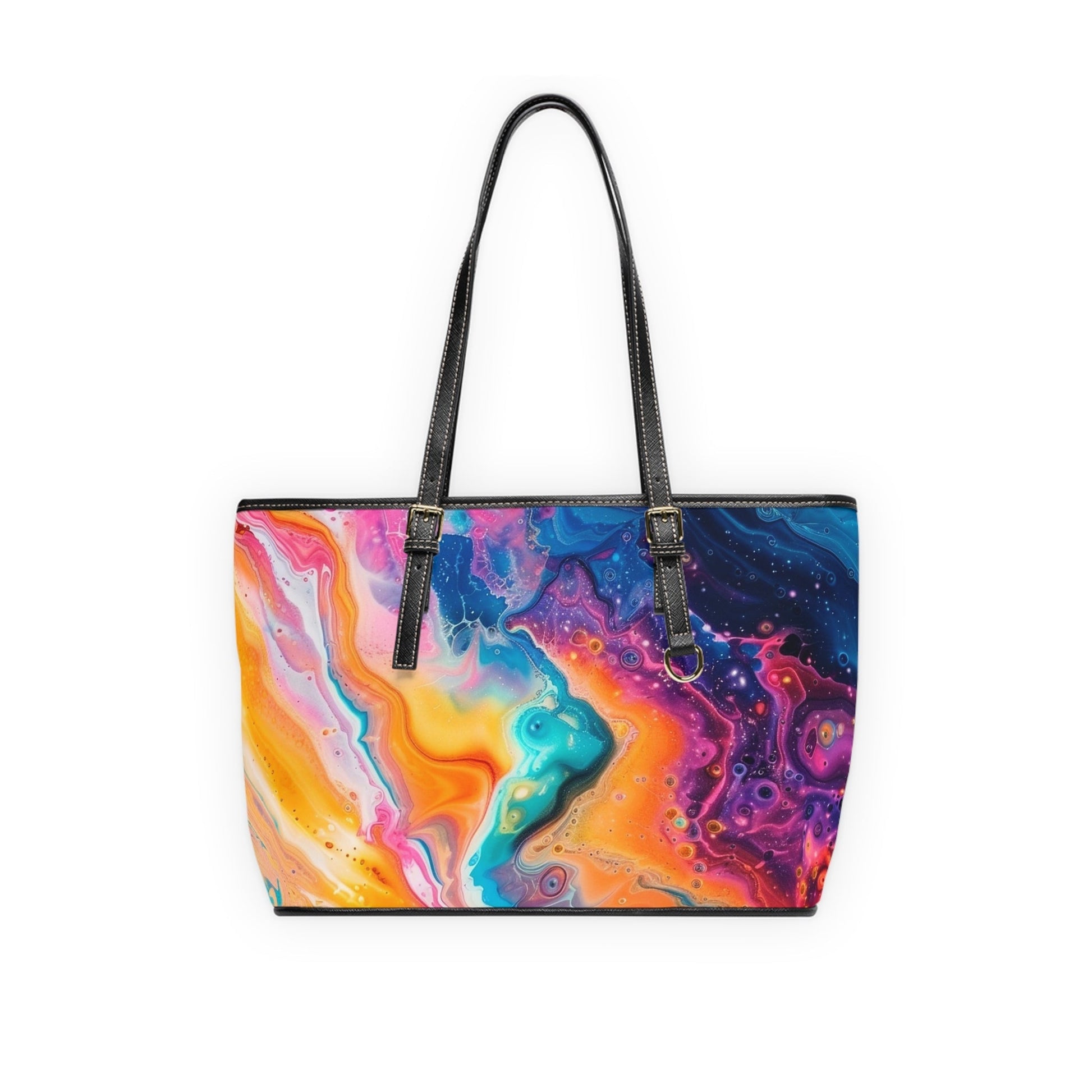 Printify Vibrant Marbled Leather Tote Bag 2025