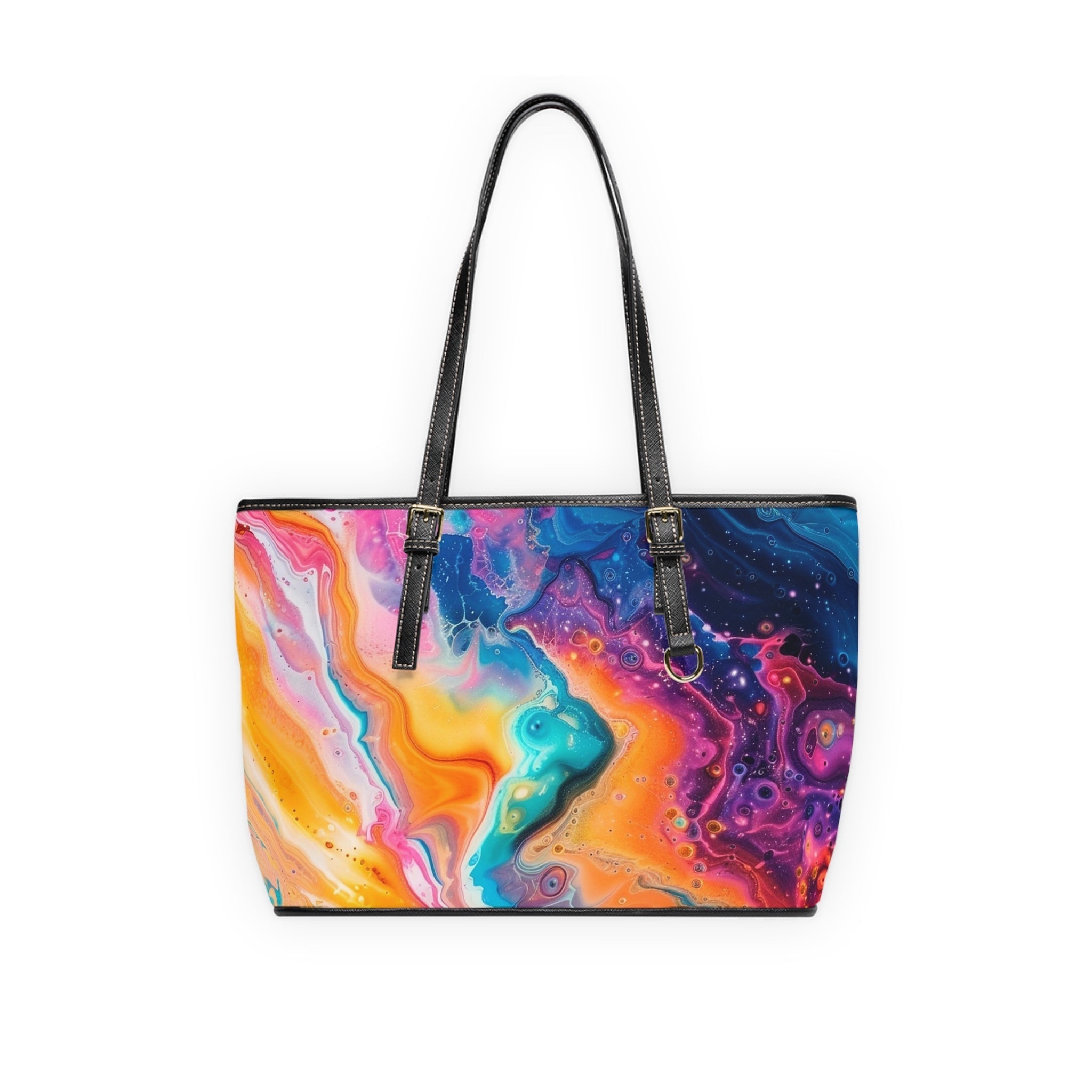 Printify Vibrant Marbled Leather Tote Bag 2025