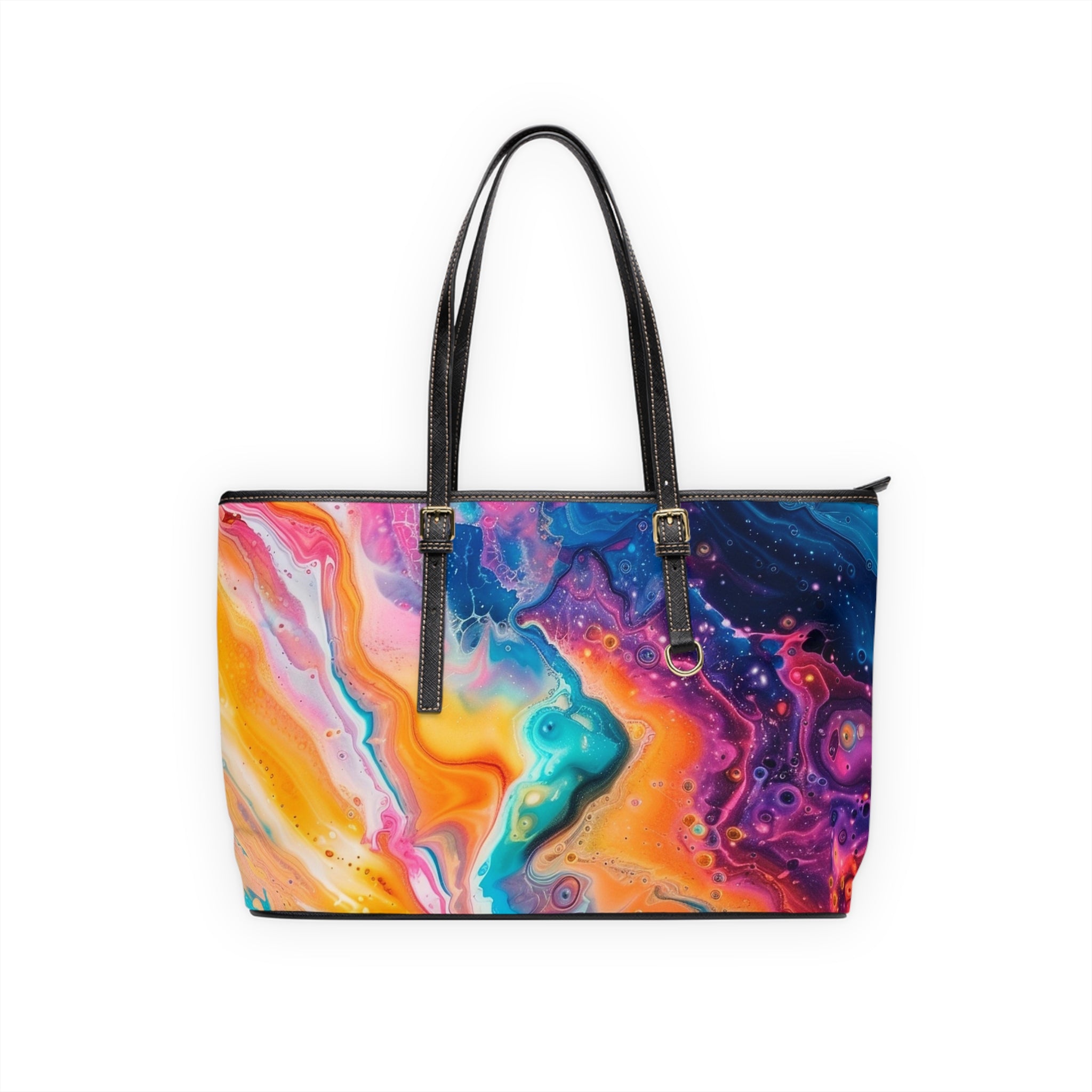 Printify Vibrant Marbled Leather Tote Bag 2025