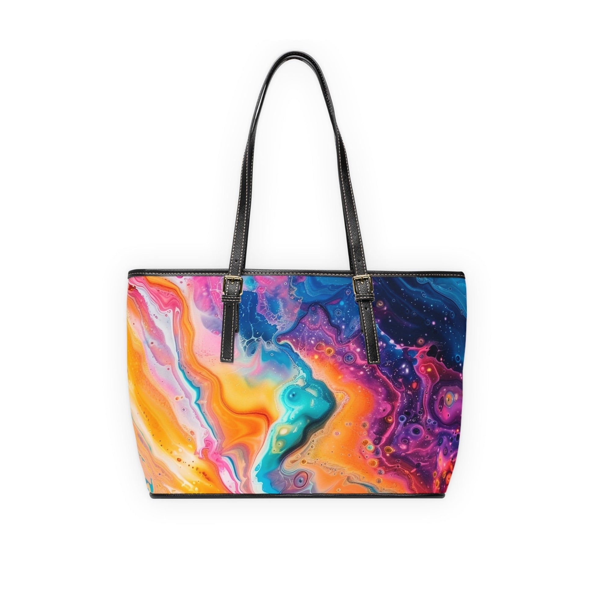 Printify Vibrant Marbled Leather Tote Bag 2025