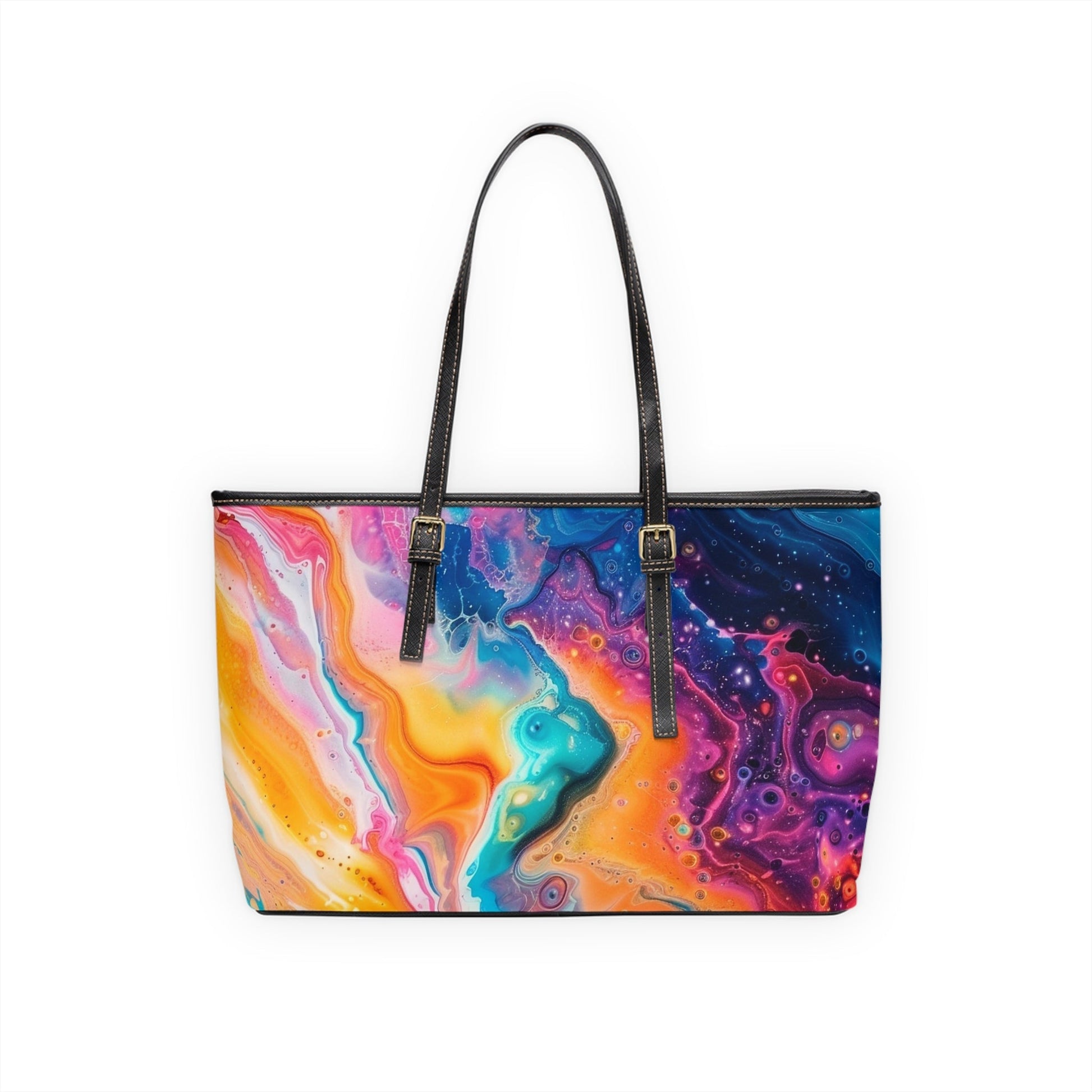 Printify Vibrant Marbled Leather Tote Bag 2025