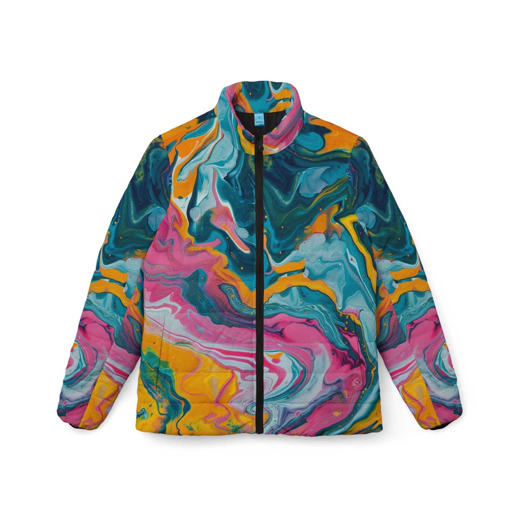 Printify Vibrant Marbled Puffer Jacket 2025